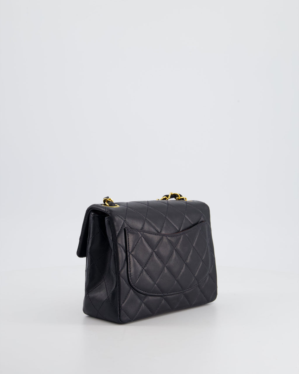 Chanel Vintage Black Mini Square Bag in Lambskin Leather with 24k Gold Hardware