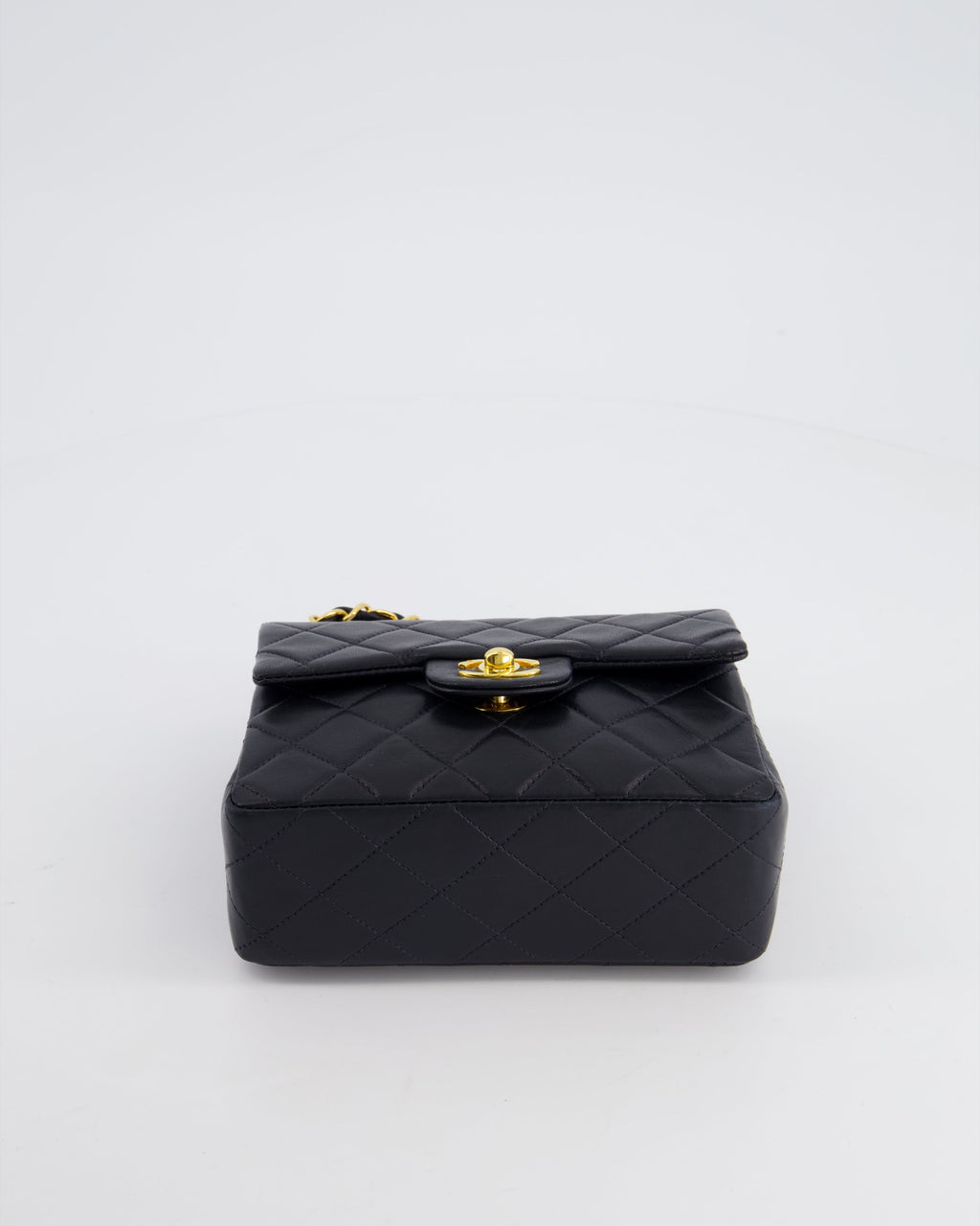 Chanel Vintage Black Mini Square Bag in Lambskin Leather with 24k Gold Hardware
