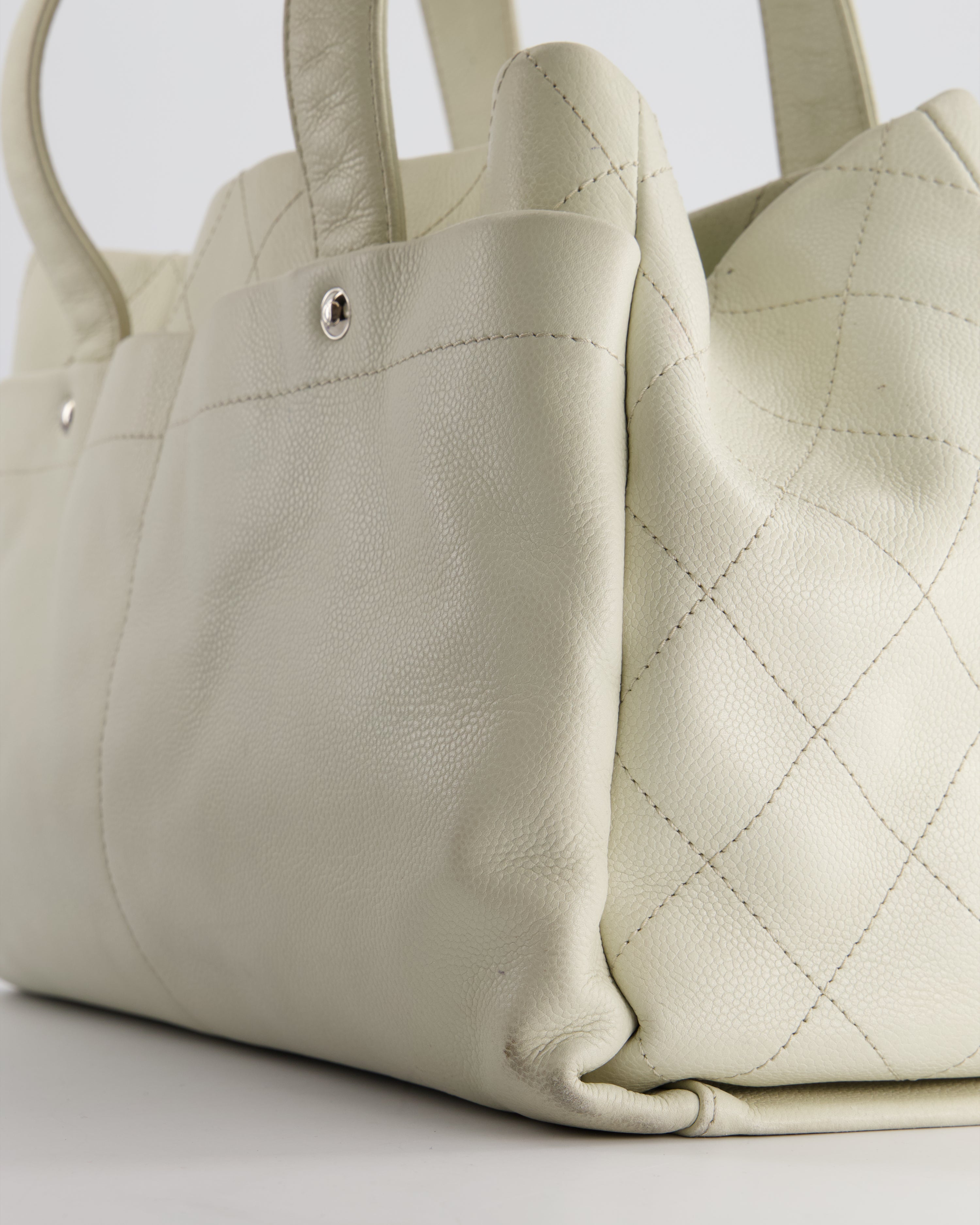 Chanel Ivory Ultimate Executive Shopper Tote Bag in Caviar Leather with Silver Hardware