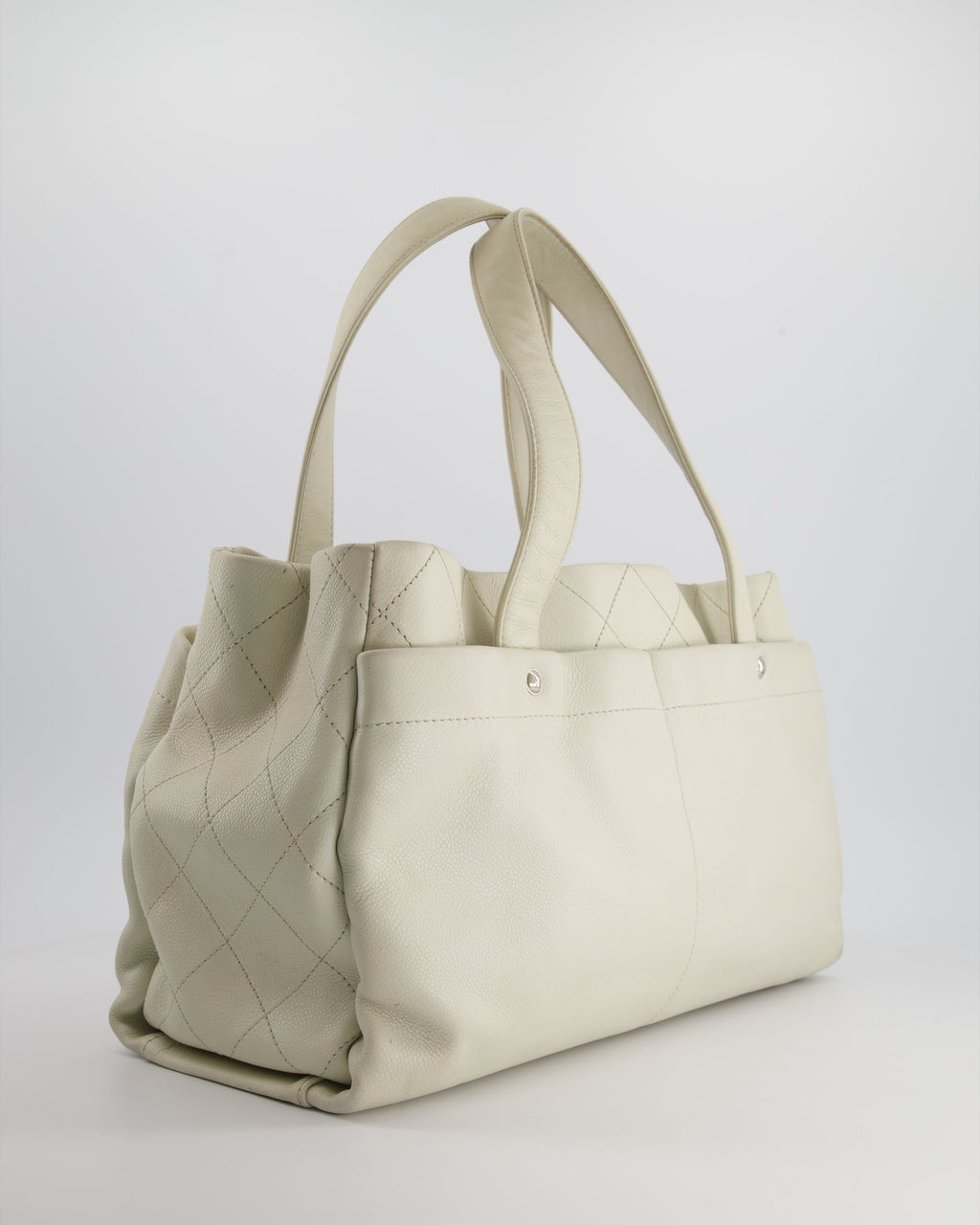 Chanel Ivory Ultimate Executive Shopper Tote Bag in Caviar Leather with Silver Hardware