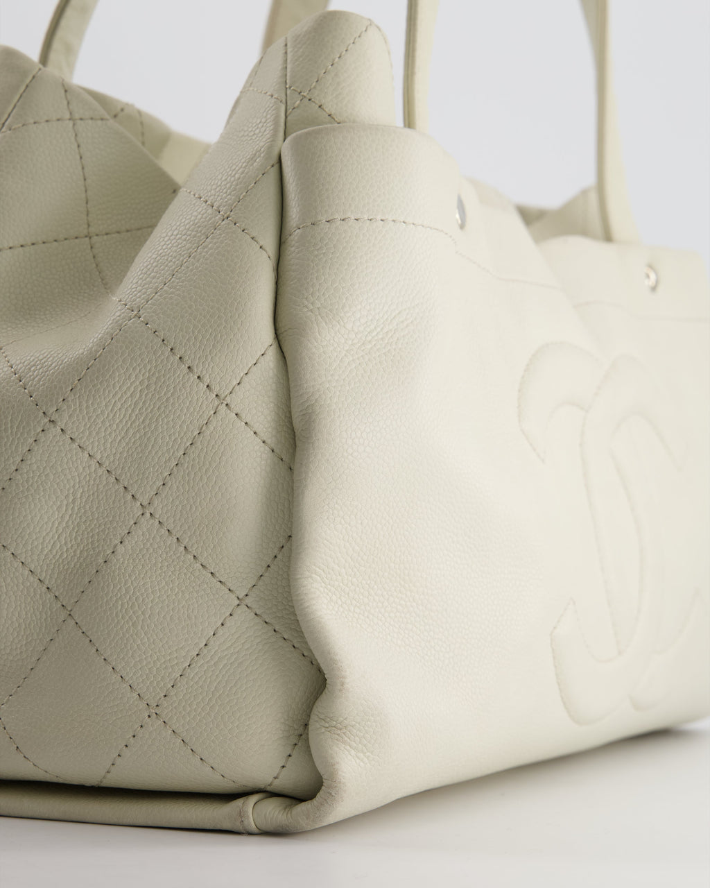 Chanel Ivory Ultimate Executive Shopper Tote Bag in Caviar Leather with Silver Hardware