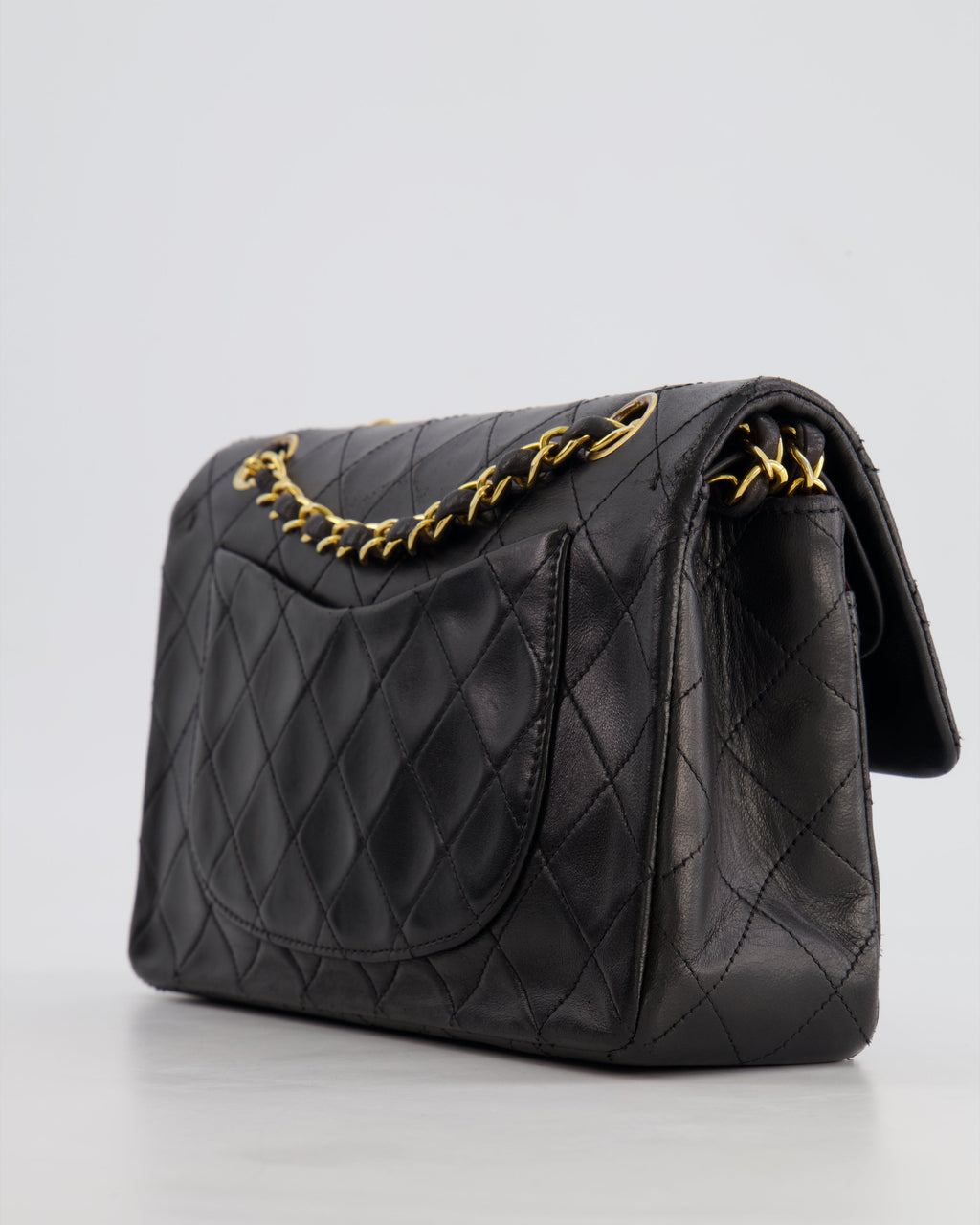Chanel Black Small Vintage Double Flap Bag in Lambskin Leather with 24K Gold Hardware