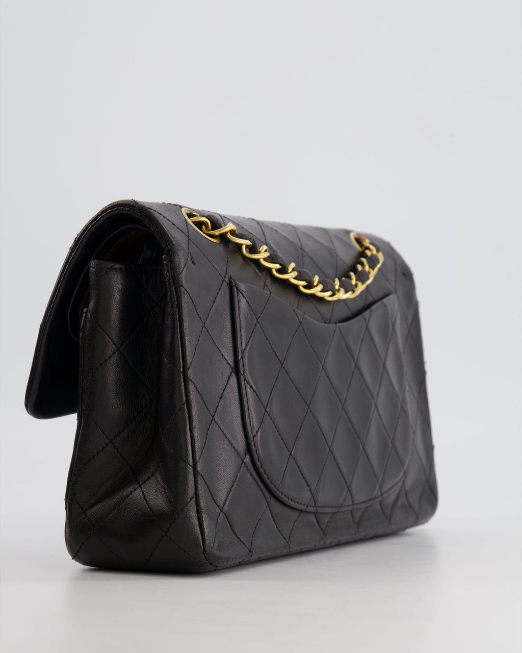 Chanel Black Small Vintage Double Flap Bag in Lambskin Leather with 24K Gold Hardware