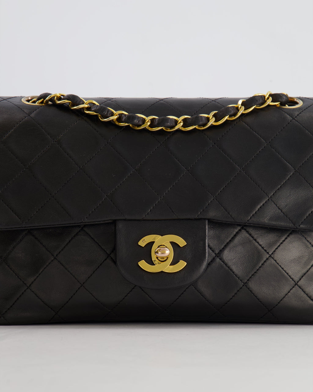 Chanel Black Small Vintage Double Flap Bag in Lambskin Leather with 24K Gold Hardware