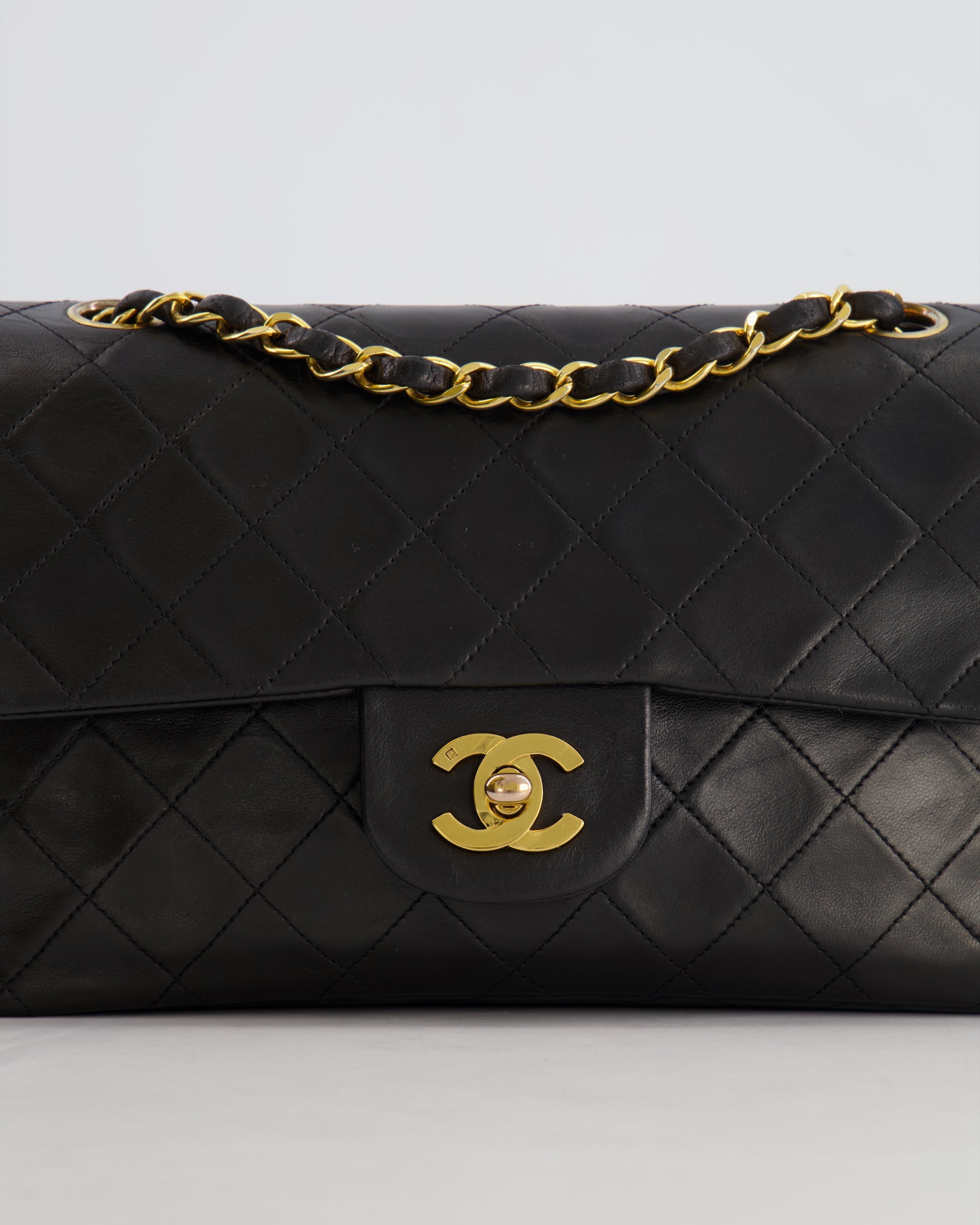 Chanel Black Small Vintage Double Flap Bag in Lambskin Leather with 24K Gold Hardware