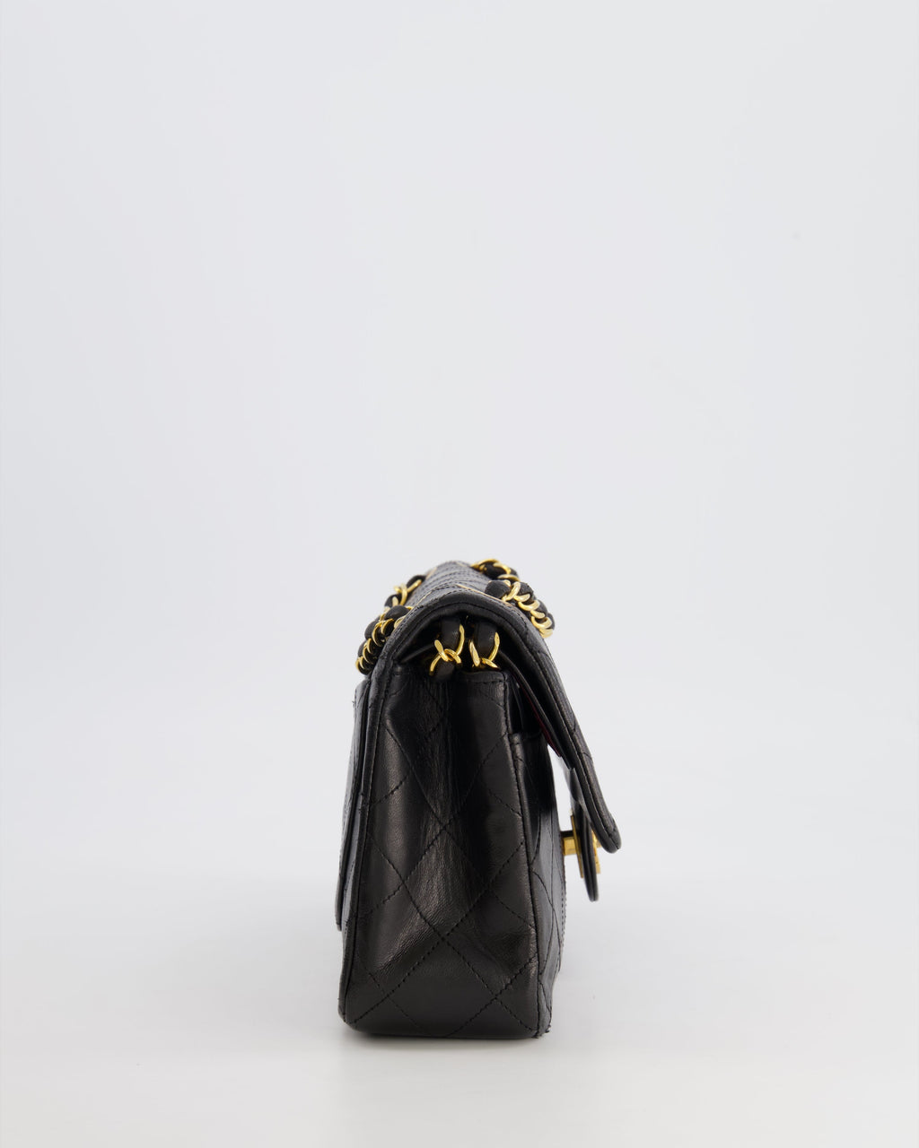 Chanel Black Small Vintage Double Flap Bag in Lambskin Leather with 24K Gold Hardware
