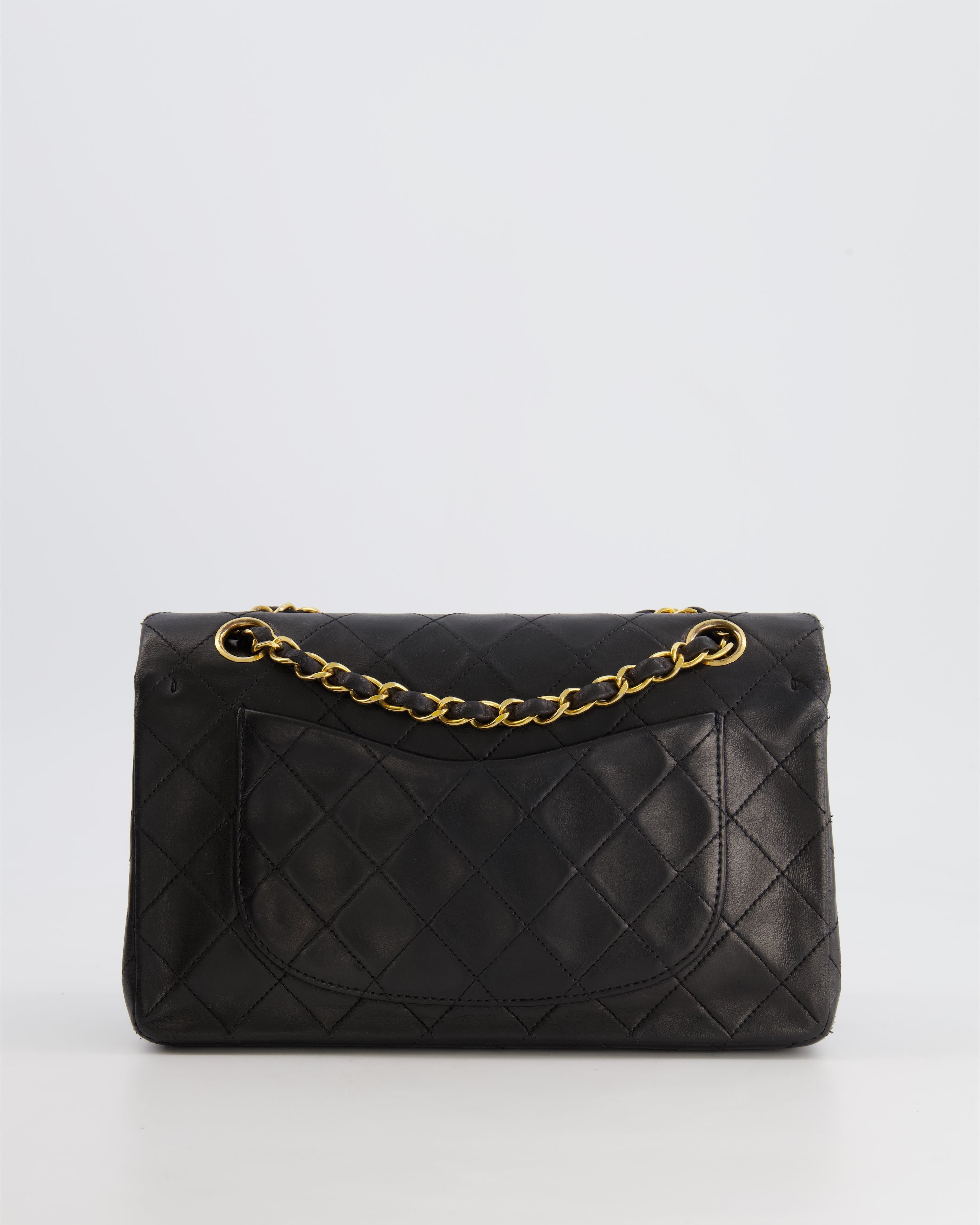 Chanel Black Small Vintage Double Flap Bag in Lambskin Leather with 24K Gold Hardware