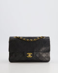 Chanel Black Small Vintage Double Flap Bag in Lambskin Leather with 24K Gold Hardware