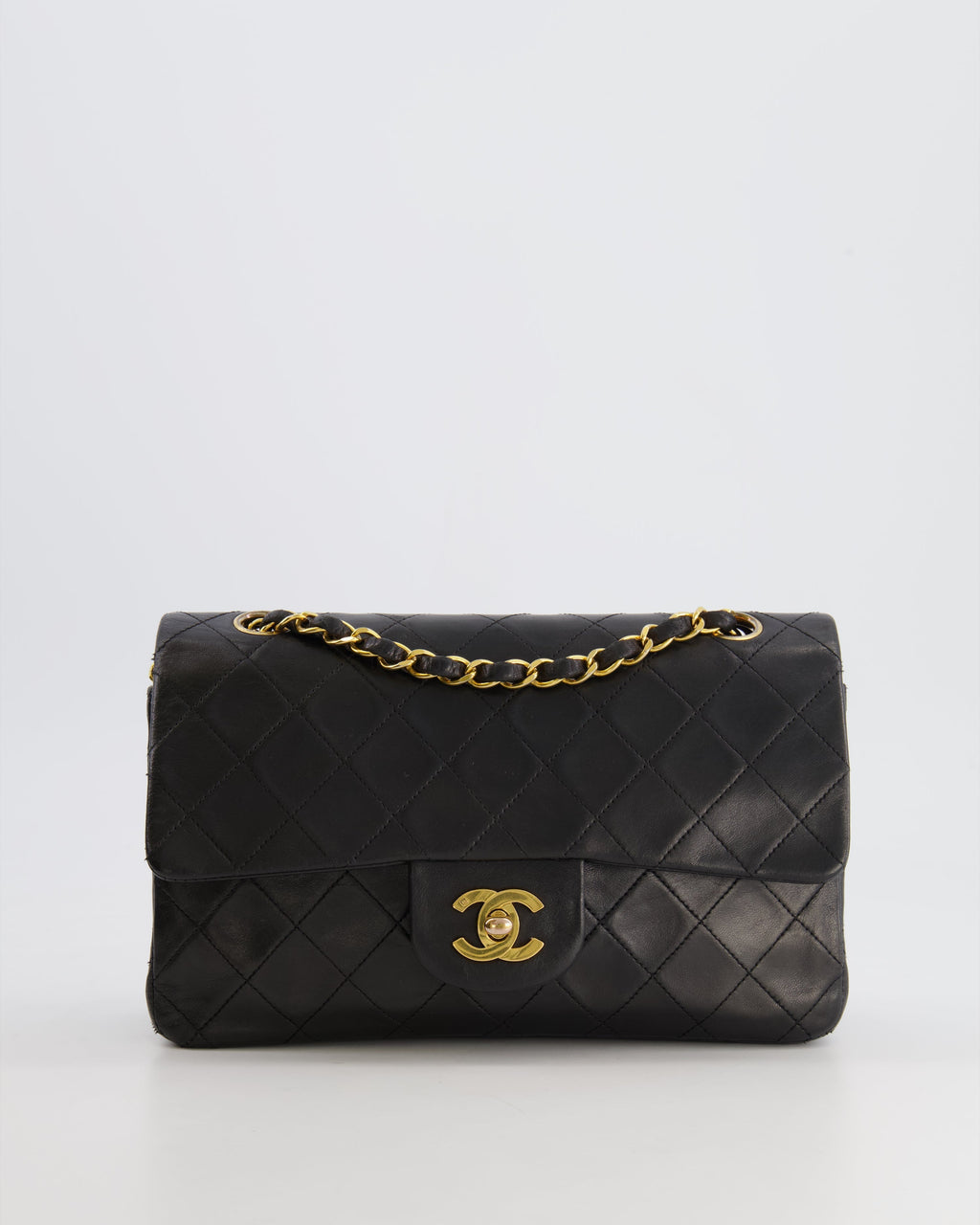 Chanel Black Small Vintage Double Flap Bag in Lambskin Leather with 24K Gold Hardware