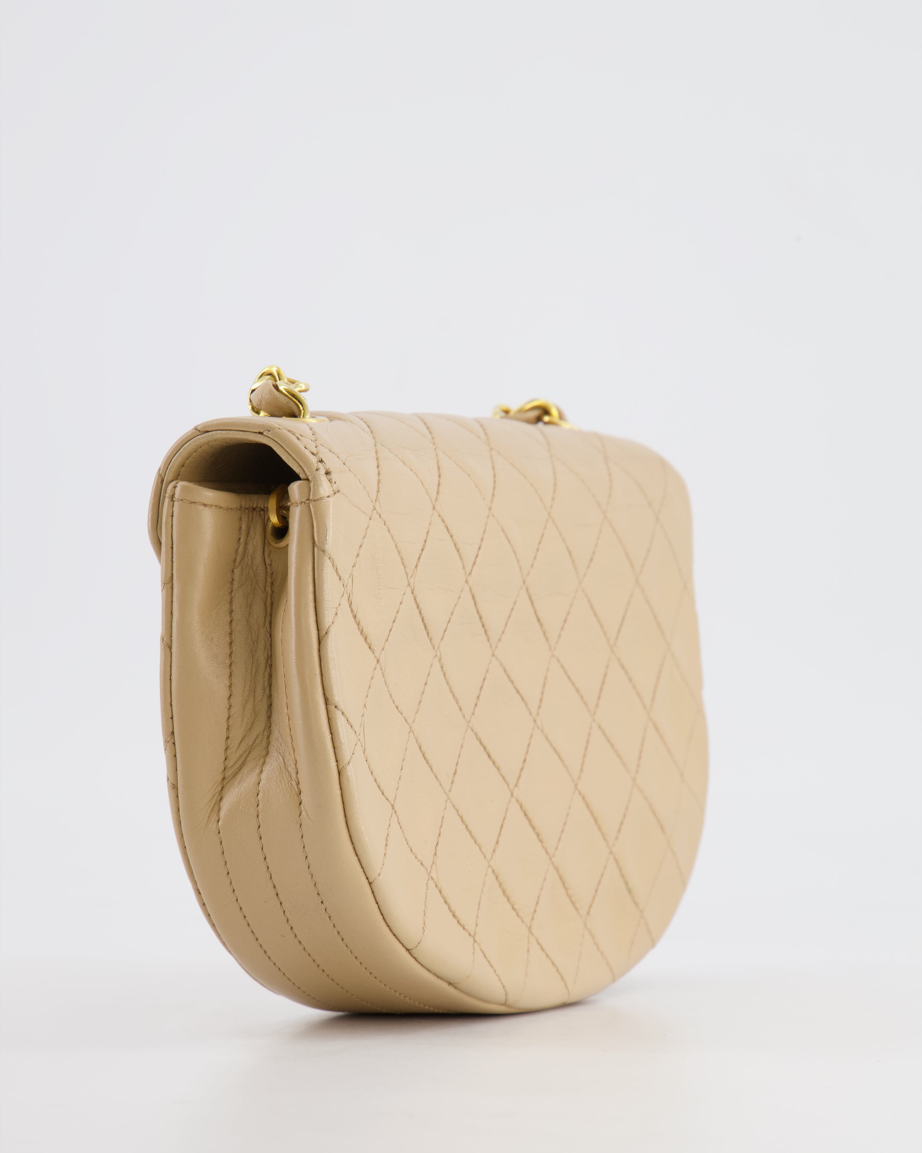 Chanel Vintage Beige Mini Half Moon Bag with 24k Gold Hardware