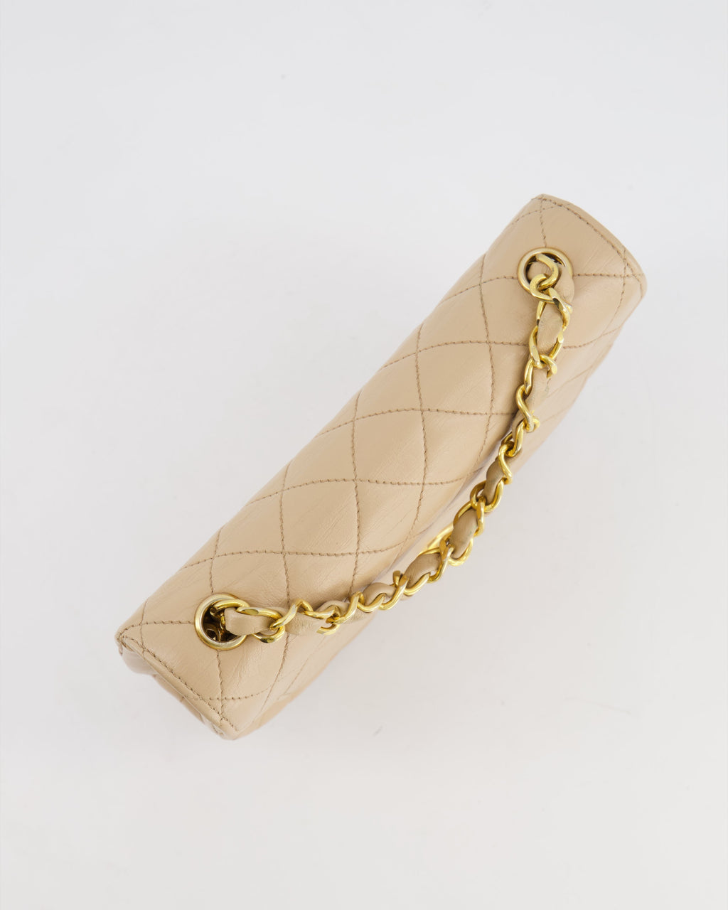 Chanel Vintage Beige Mini Half Moon Bag with 24k Gold Hardware