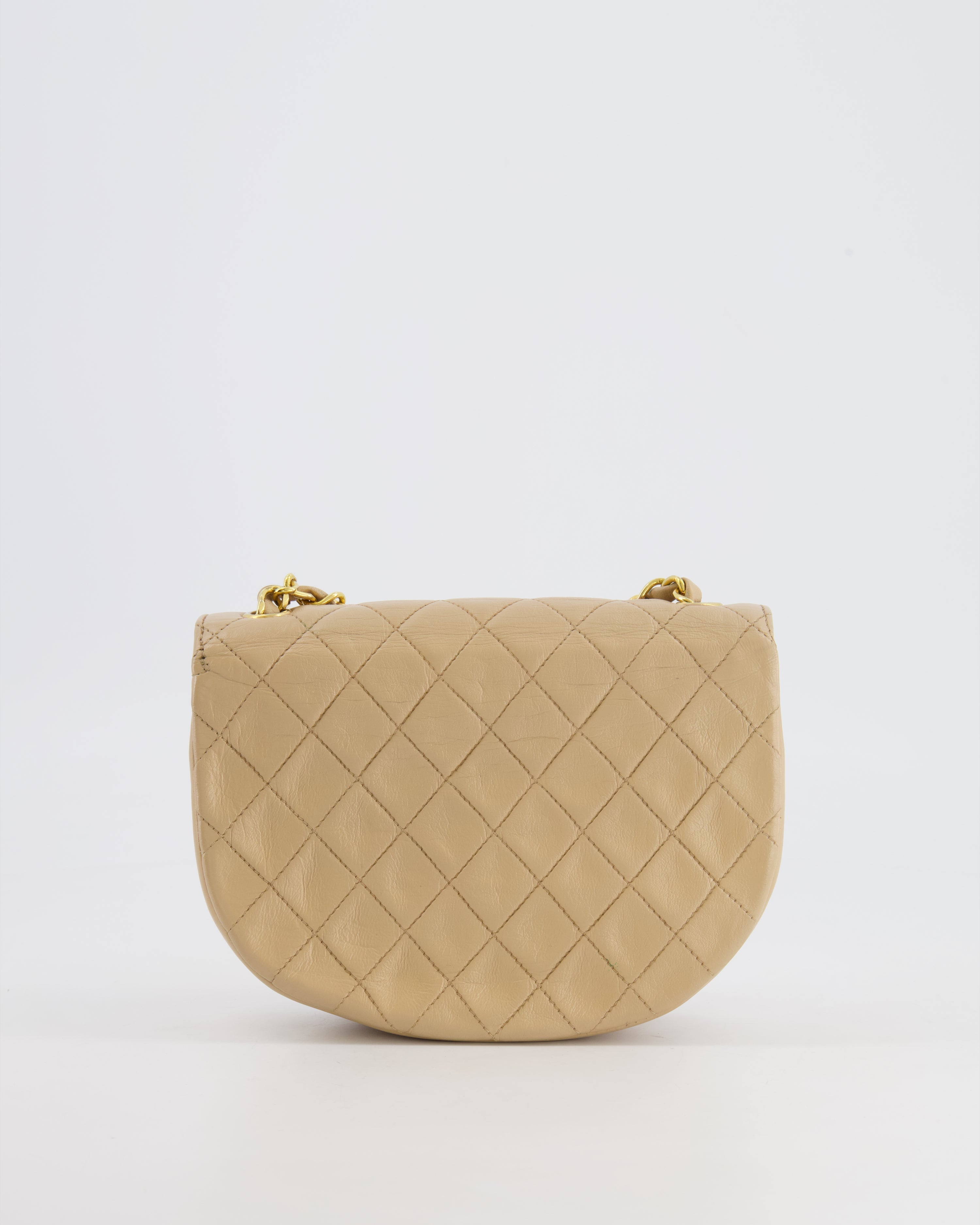 Chanel Vintage Beige Mini Half Moon Bag with 24k Gold Hardware