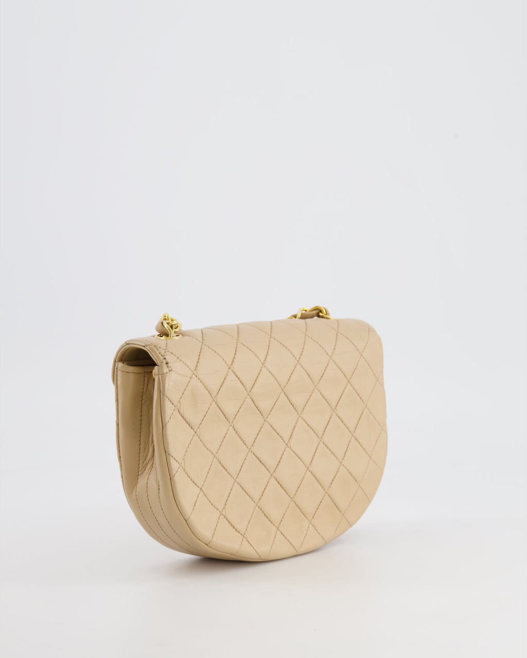 Chanel Vintage Beige Mini Half Moon Bag with 24k Gold Hardware