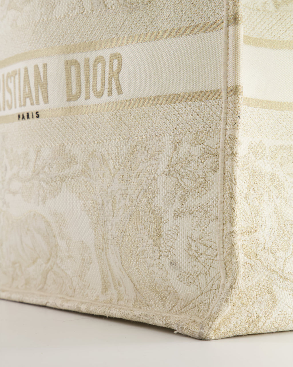 Christian Dior Cream and Gold Embroidered Large Book Tote Bag RRP £2,550