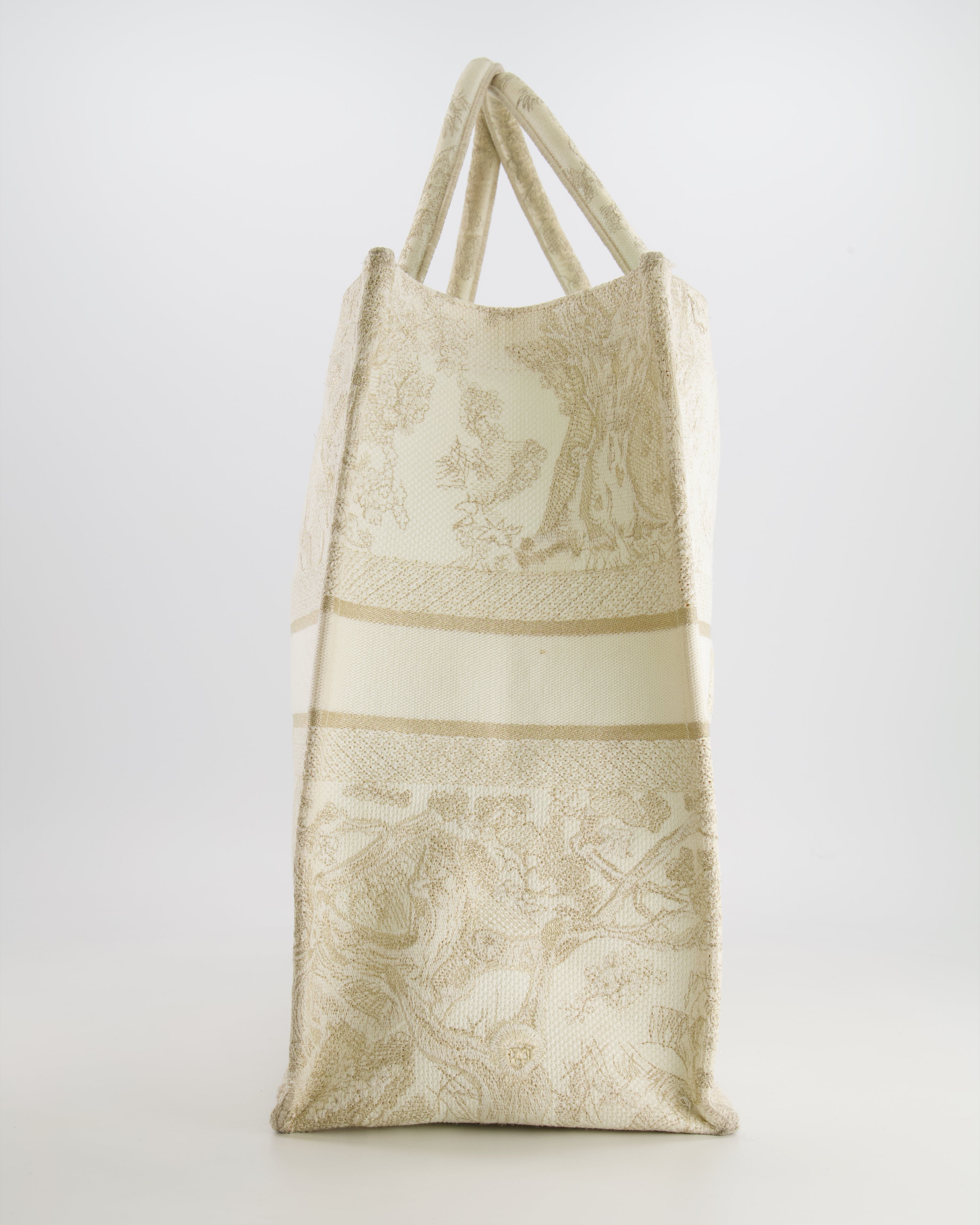 Christian Dior Cream and Gold Embroidered Large Book Tote Bag RRP £2,550