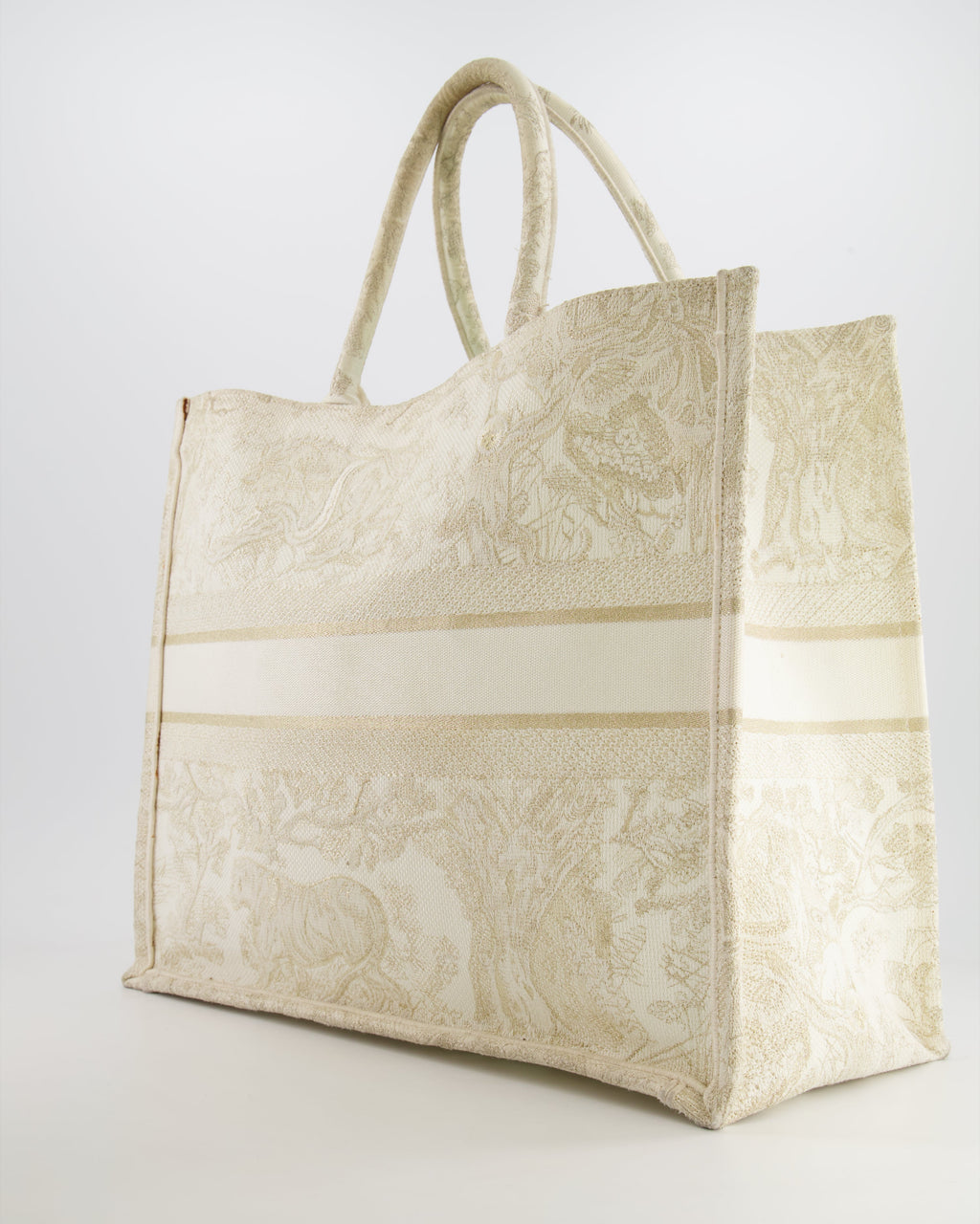 Christian Dior Cream and Gold Embroidered Large Book Tote Bag RRP £2,550
