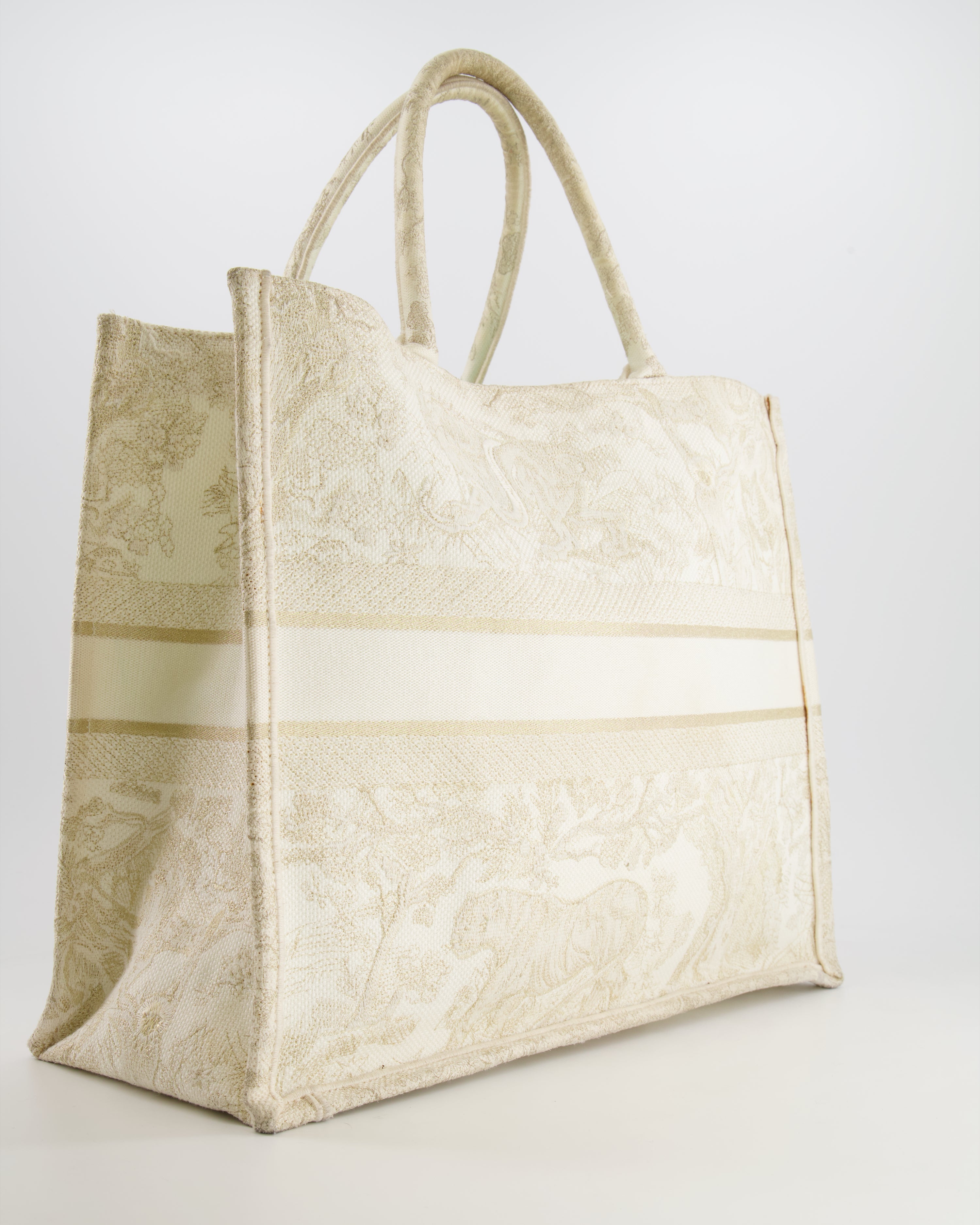 Christian Dior Cream and Gold Embroidered Large Book Tote Bag RRP £2,550
