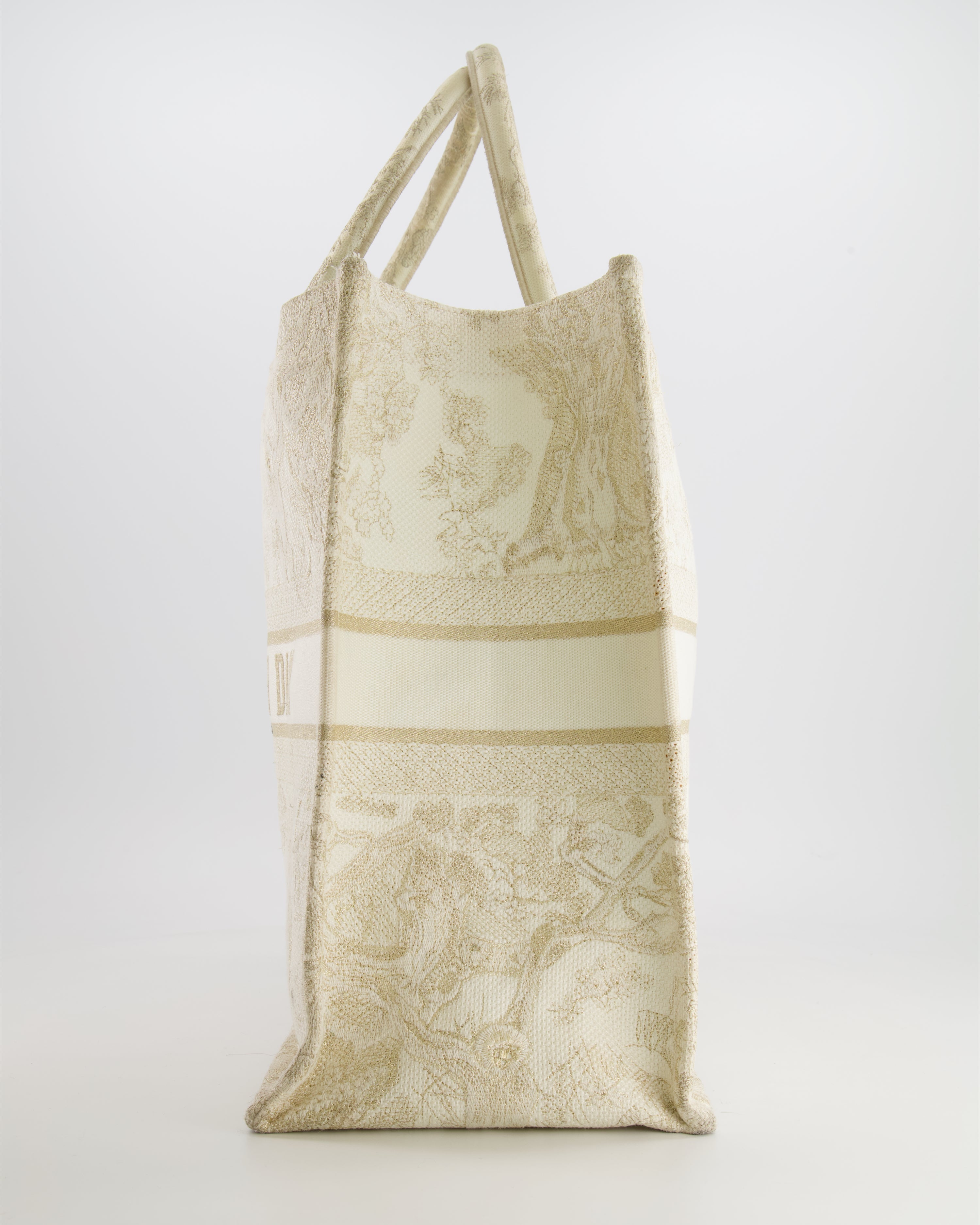 Christian Dior Cream and Gold Embroidered Large Book Tote Bag RRP £2,550