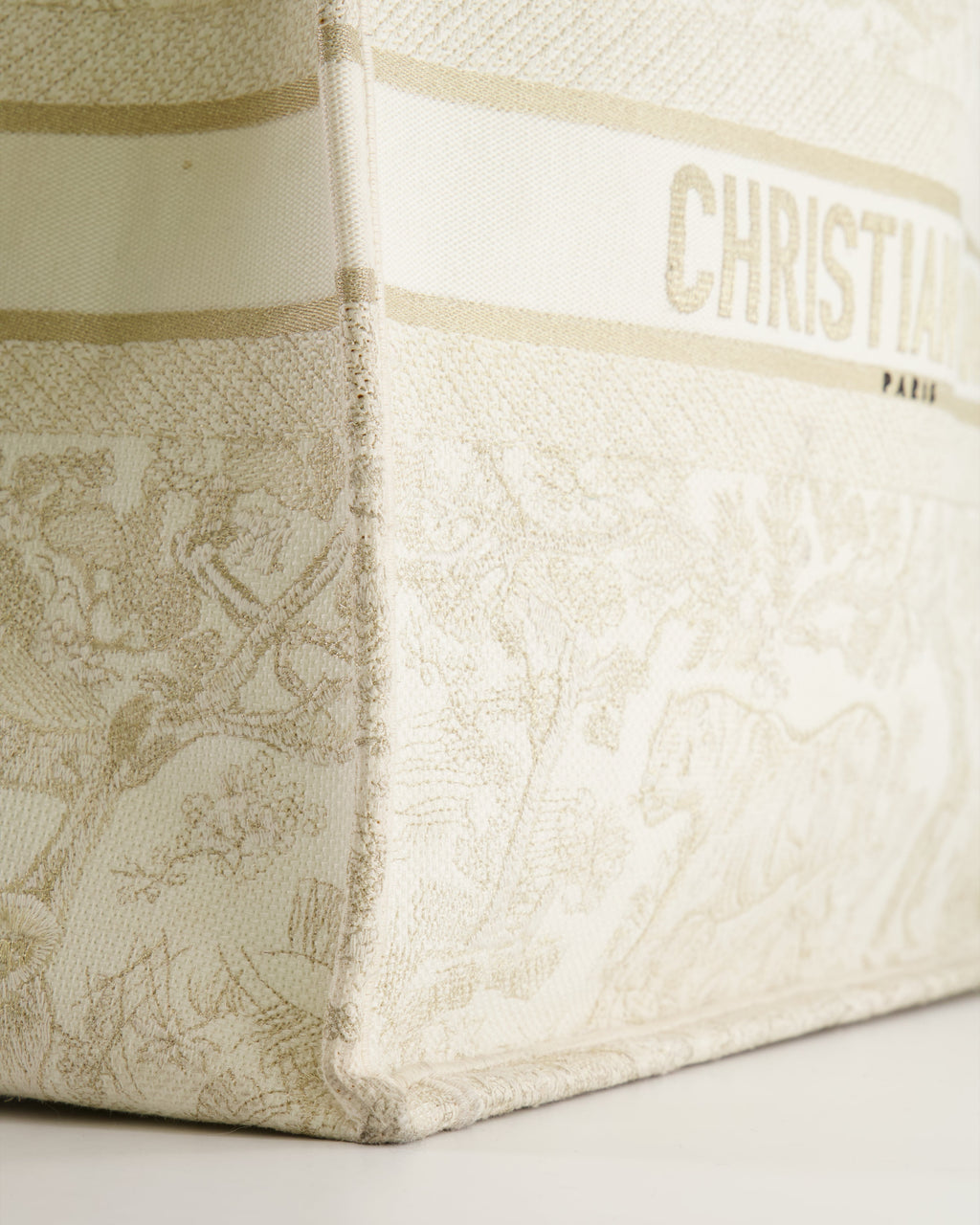 Christian Dior Cream and Gold Embroidered Large Book Tote Bag RRP £2,550