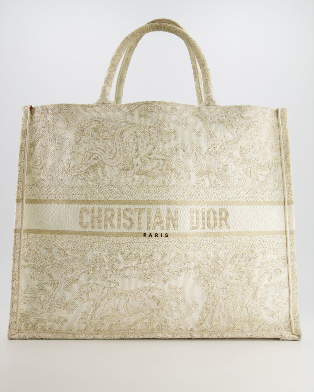 Christian Dior Cream and Gold Embroidered Large Book Tote Bag RRP £2,550