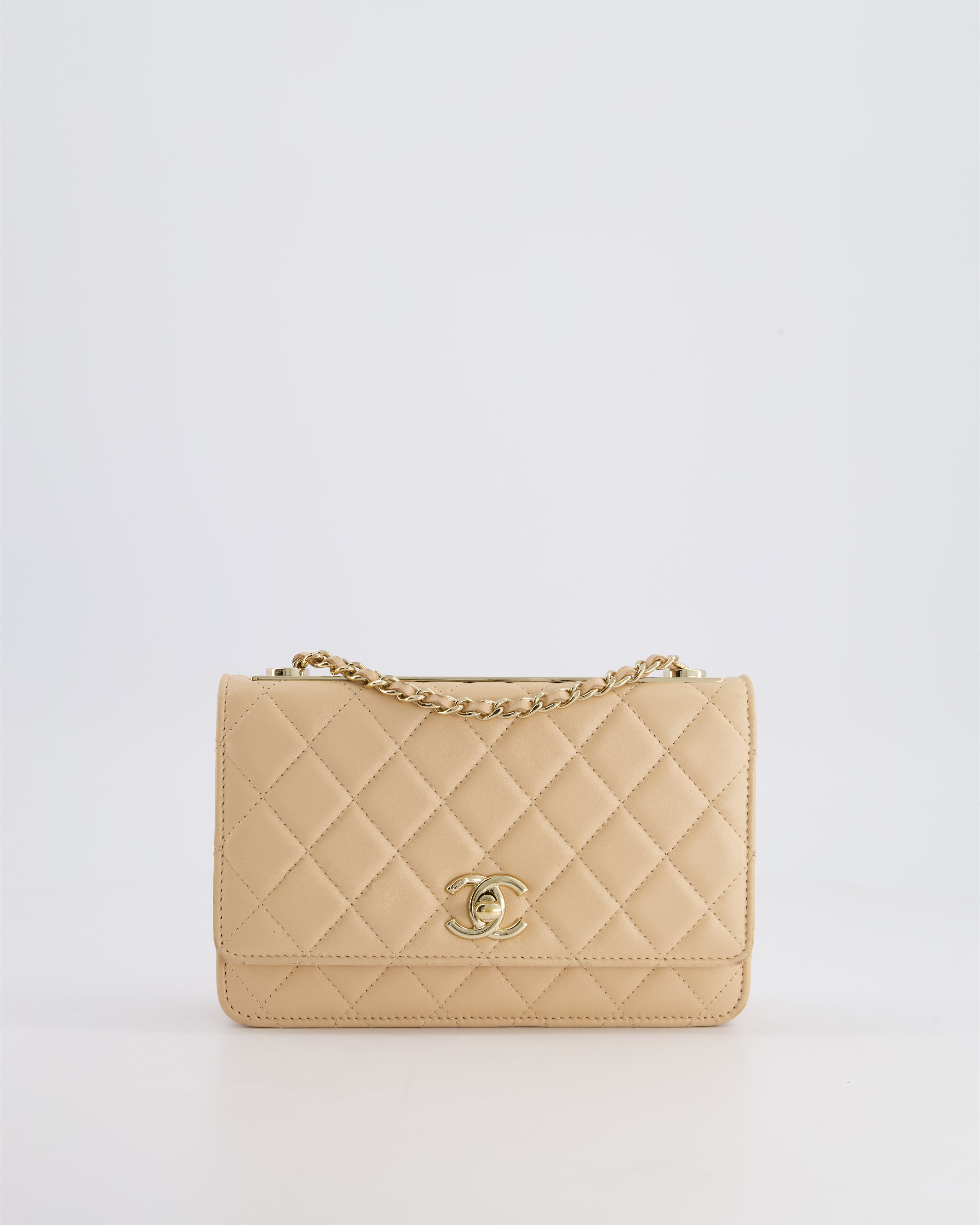 Chanel Beige Wallet on Chain in Lambskin with Champagne Hardware