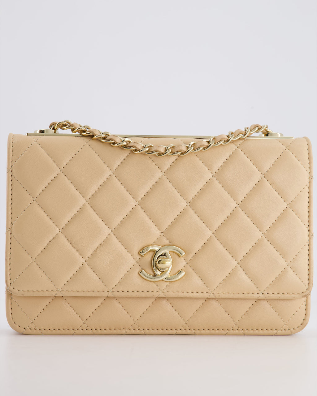 Chanel Beige Wallet on Chain in Lambskin with Champagne Hardware