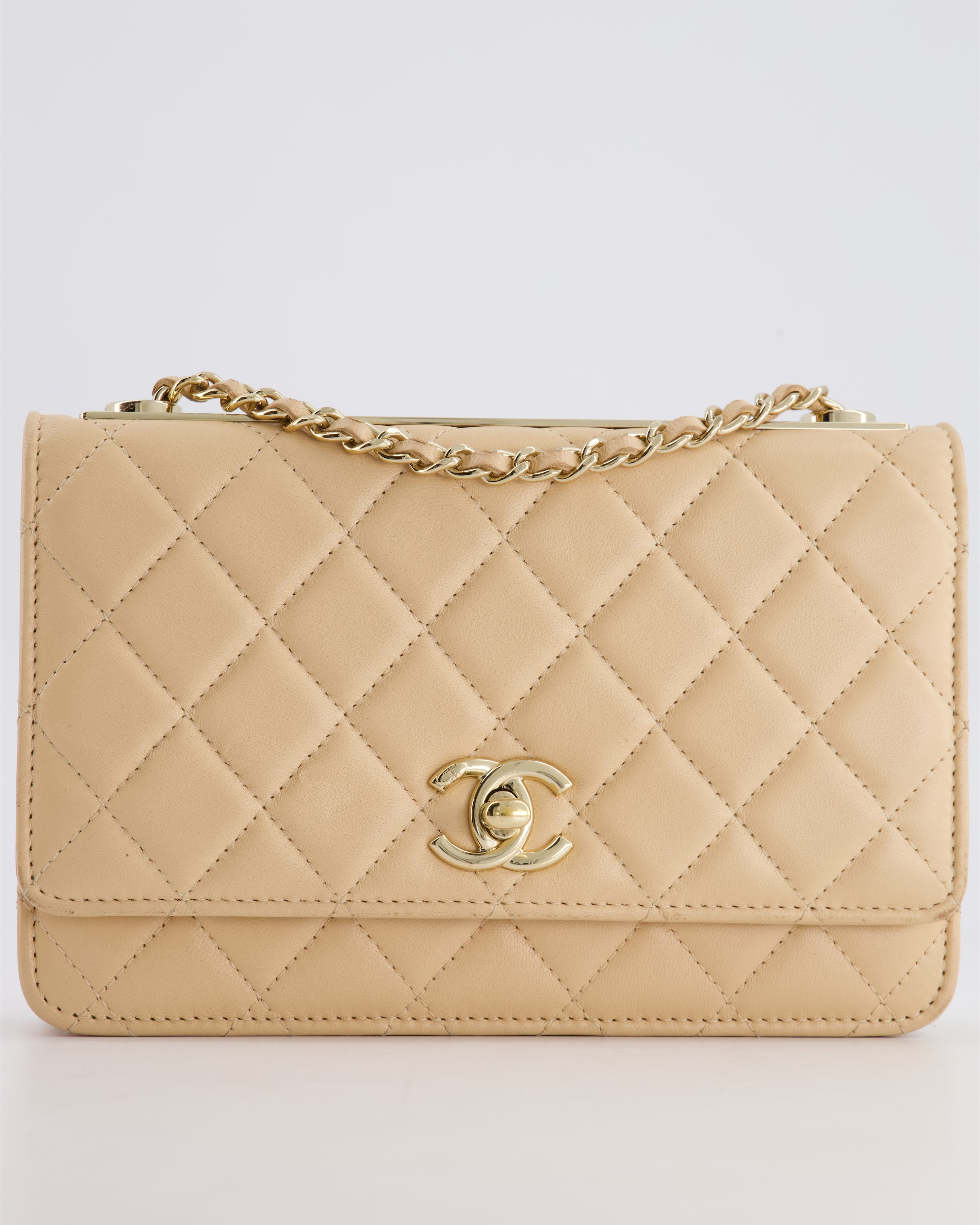 Chanel Beige Wallet on Chain in Lambskin with Champagne Hardware