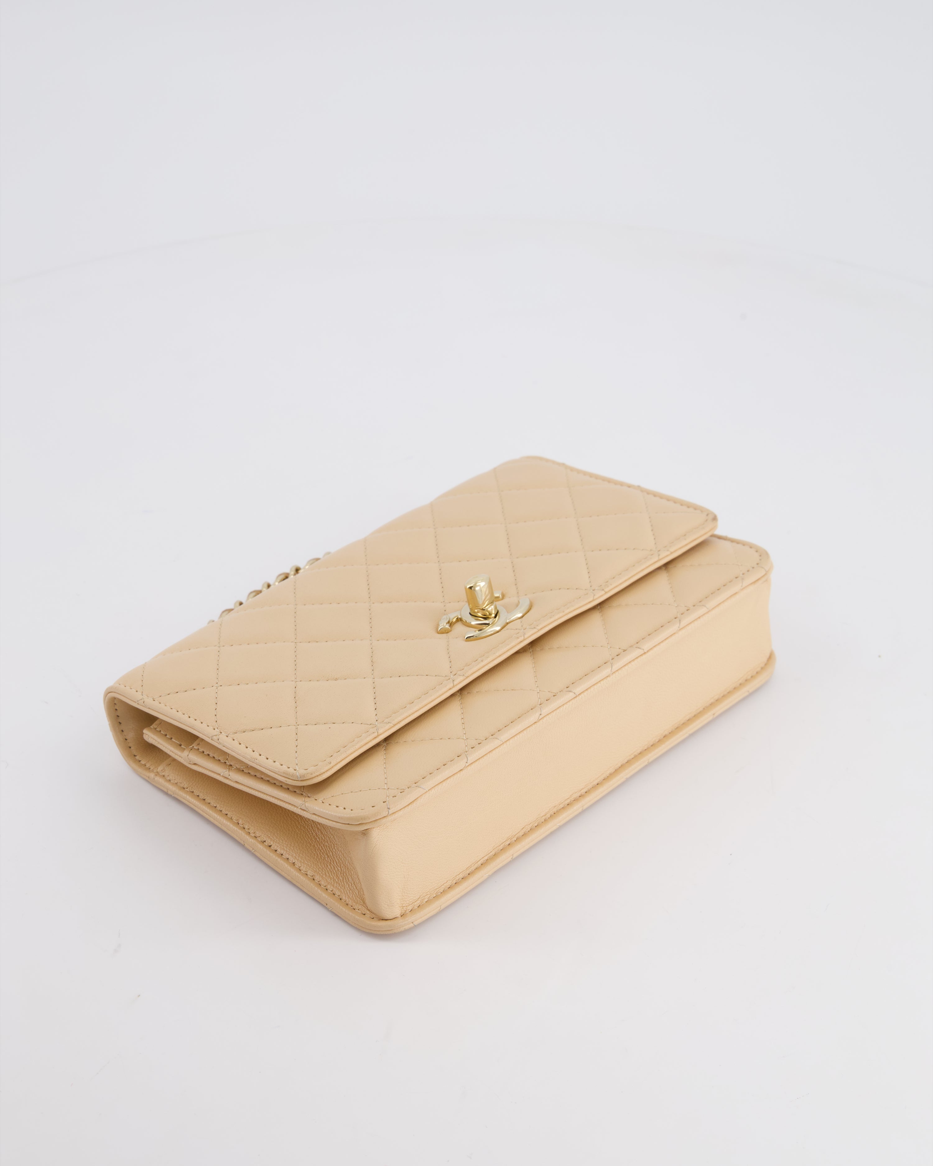Chanel Beige Wallet on Chain in Lambskin with Champagne Hardware