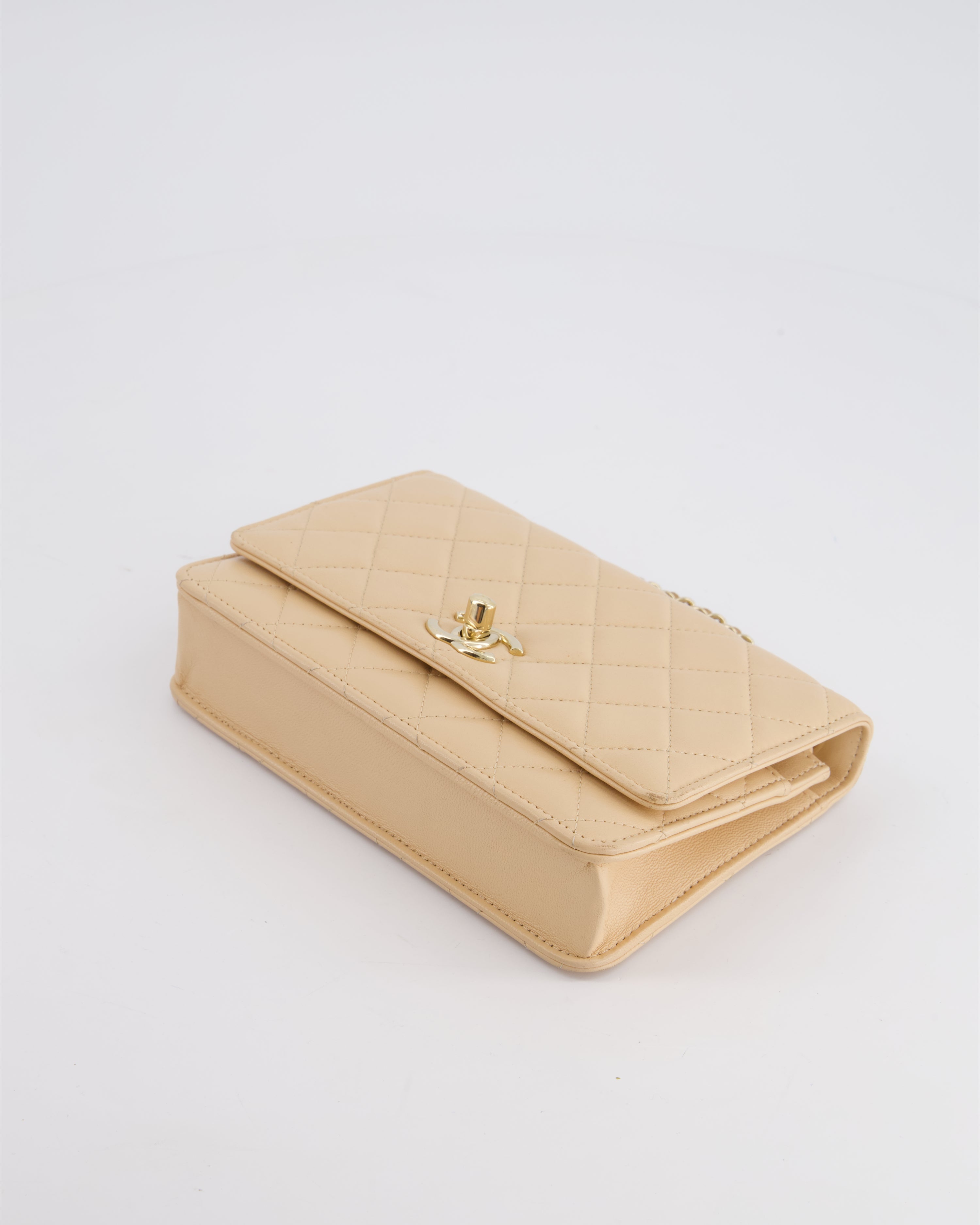 Chanel Beige Wallet on Chain in Lambskin with Champagne Hardware