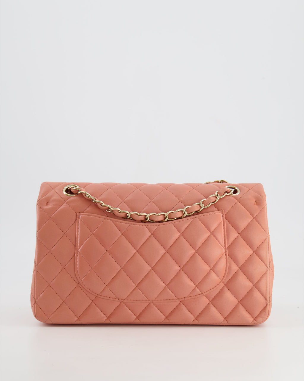 Chanel Peach Pink Lambskin Medium Classic Double Flap Bag with Champagne Gold Hardware RRP £8,530