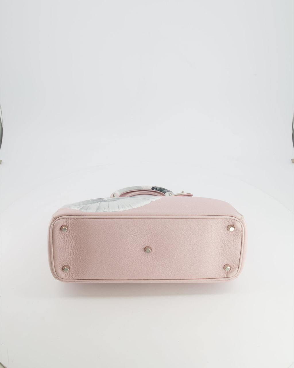 Christian Dior Light Pink and Grey Floral Diorissimo Bag with Silver Hardware