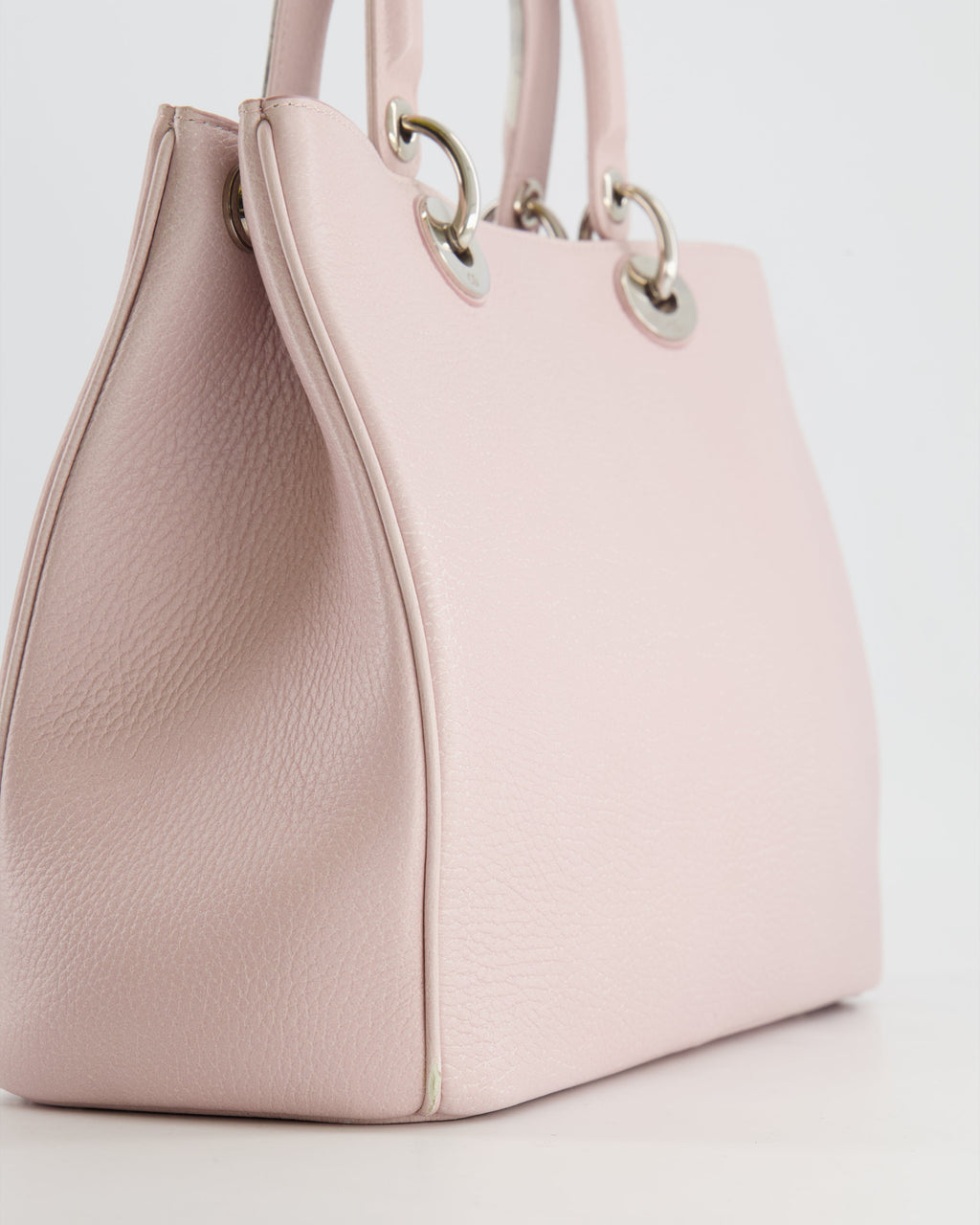 Christian Dior Light Pink and Grey Floral Diorissimo Bag with Silver Hardware