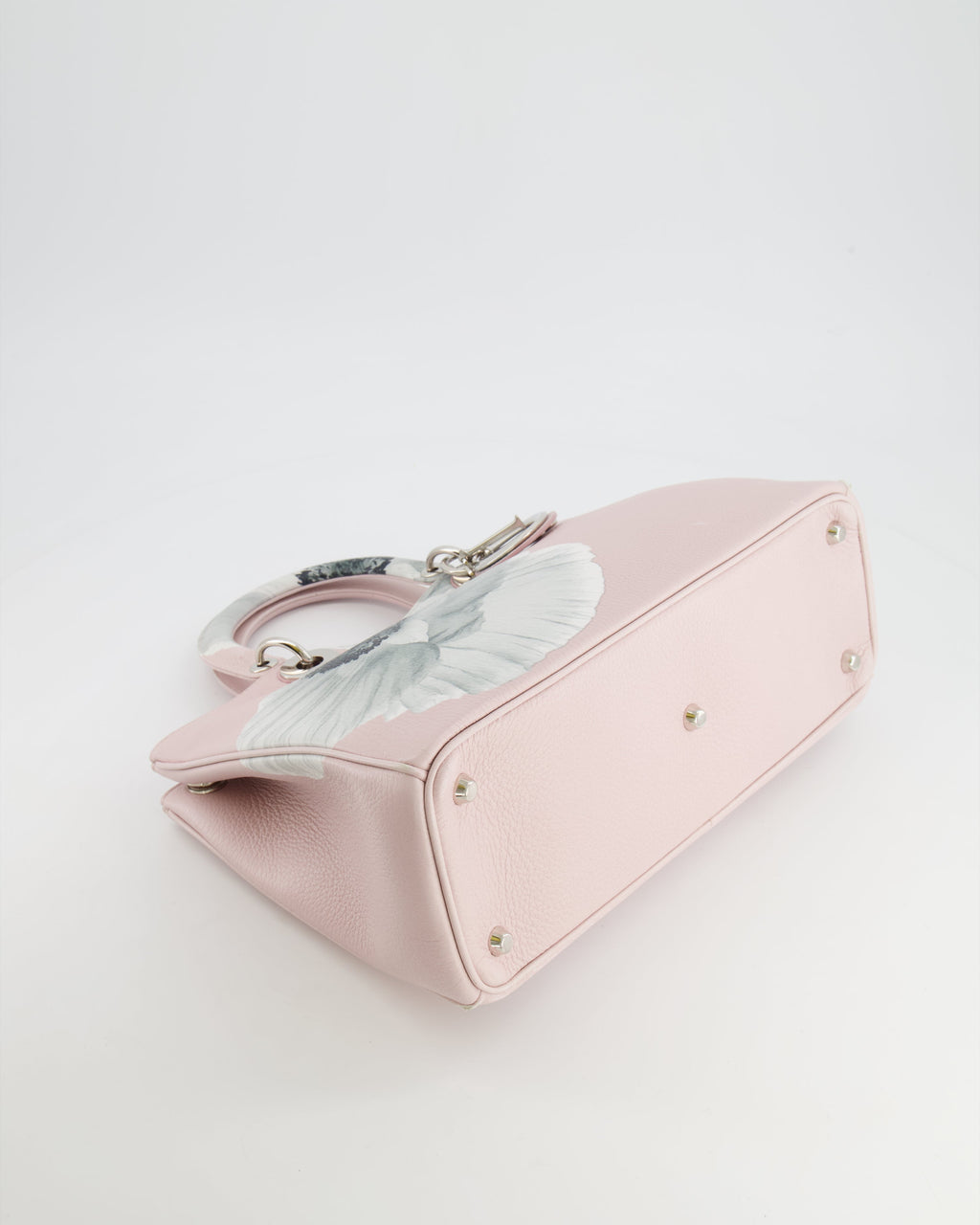 Christian Dior Light Pink and Grey Floral Diorissimo Bag with Silver Hardware