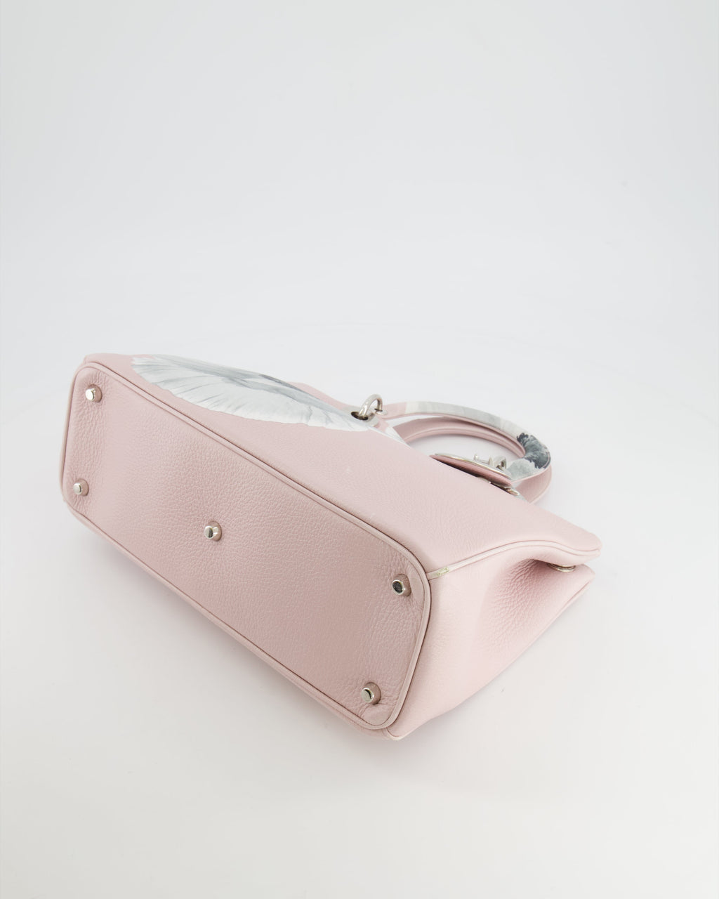 Christian Dior Light Pink and Grey Floral Diorissimo Bag with Silver Hardware