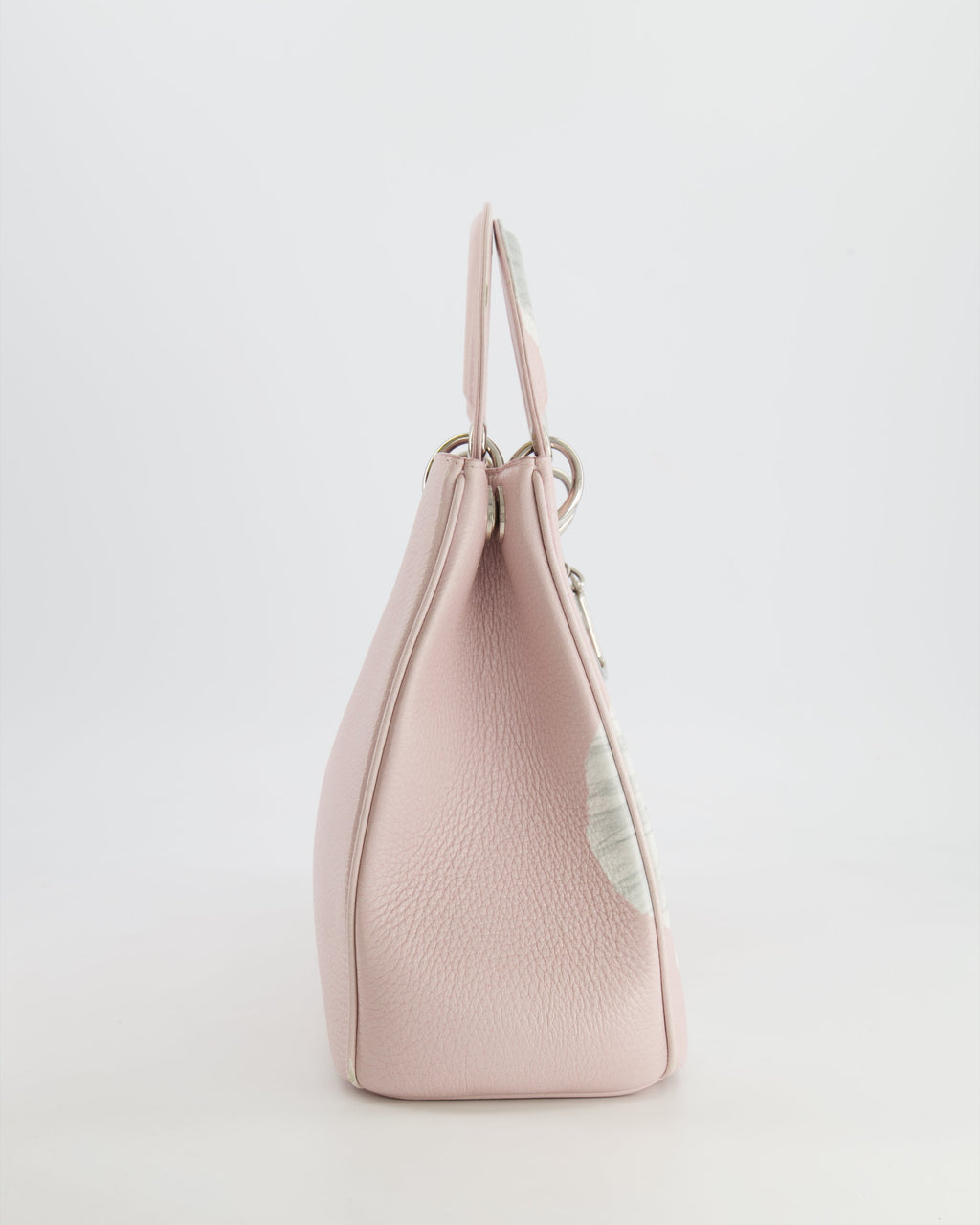 Christian Dior Light Pink and Grey Floral Diorissimo Bag with Silver Hardware