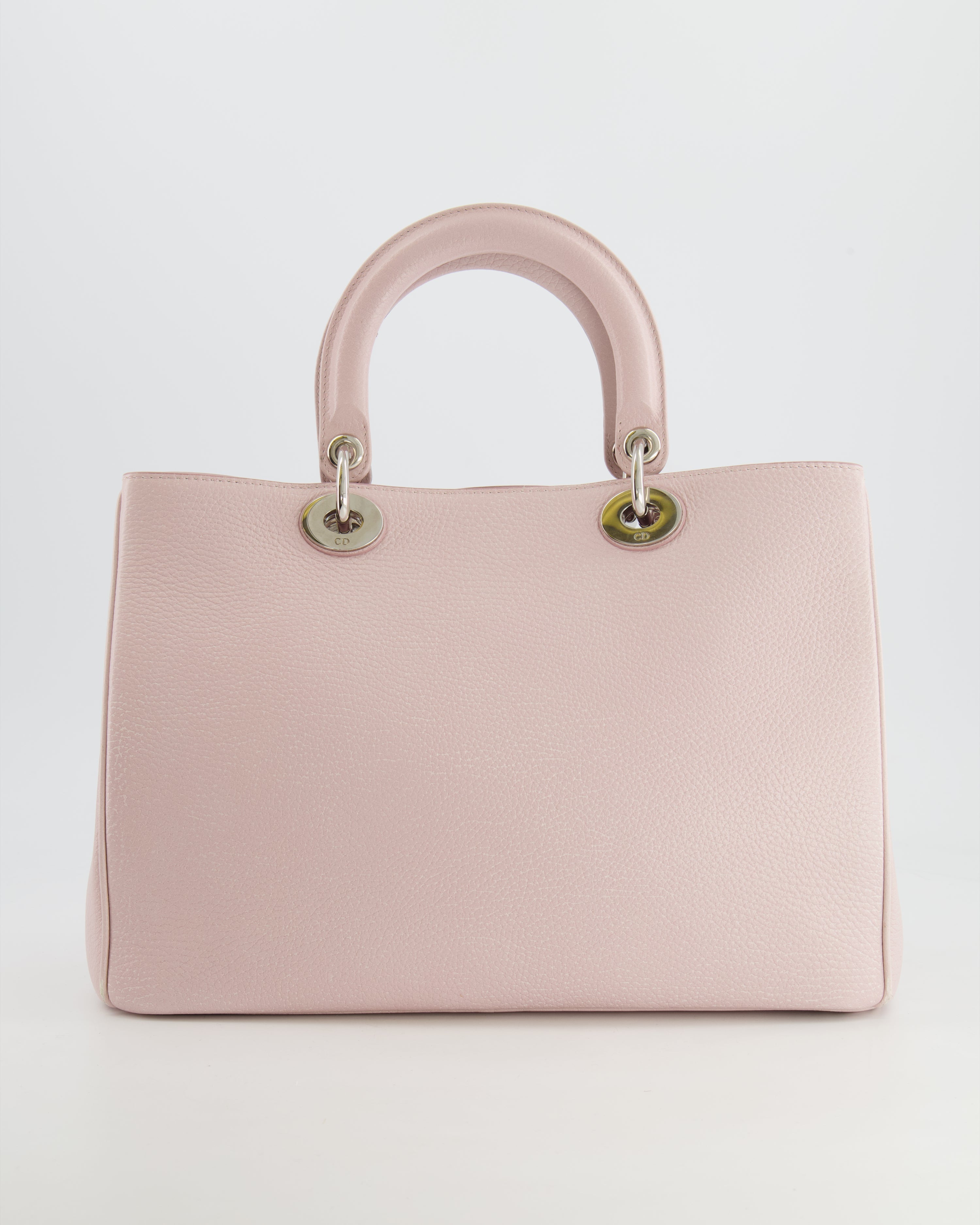 Christian Dior Light Pink and Grey Floral Diorissimo Bag with Silver Hardware