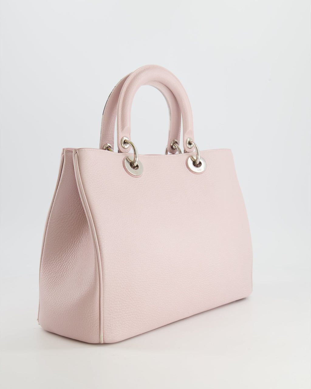 Christian Dior Light Pink and Grey Floral Diorissimo Bag with Silver Hardware
