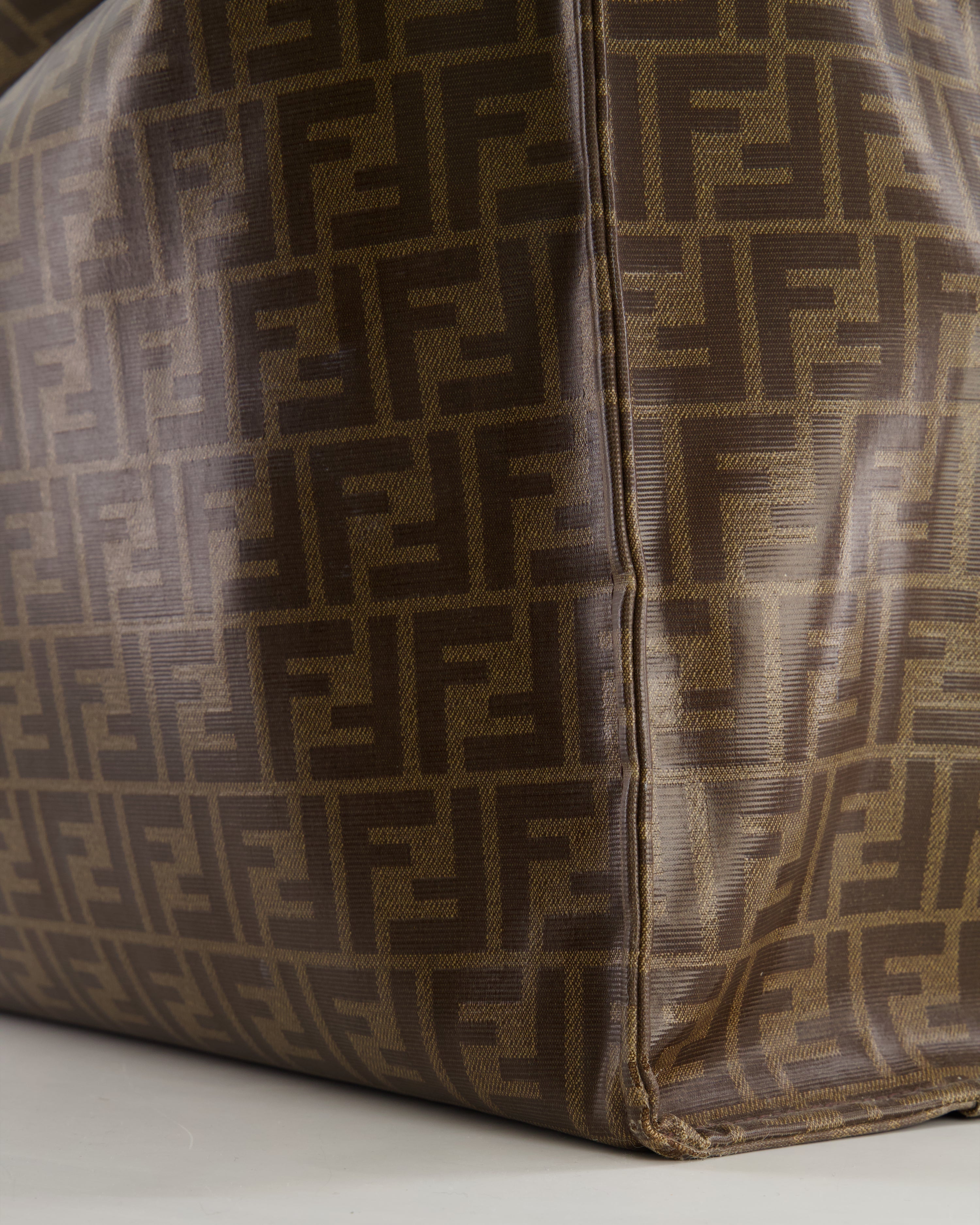 Fendi x Fila Brown FF Monogram Printed Large Tote Bag