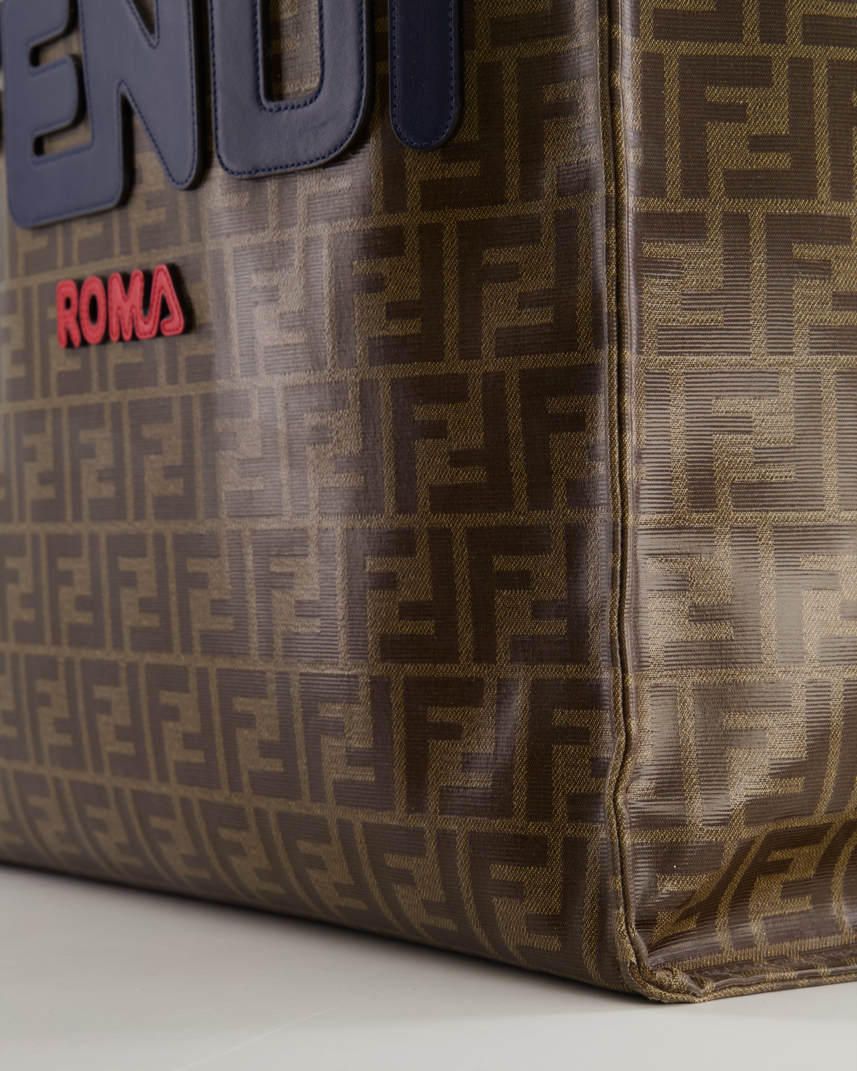 Fendi x Fila Brown FF Monogram Printed Large Tote Bag