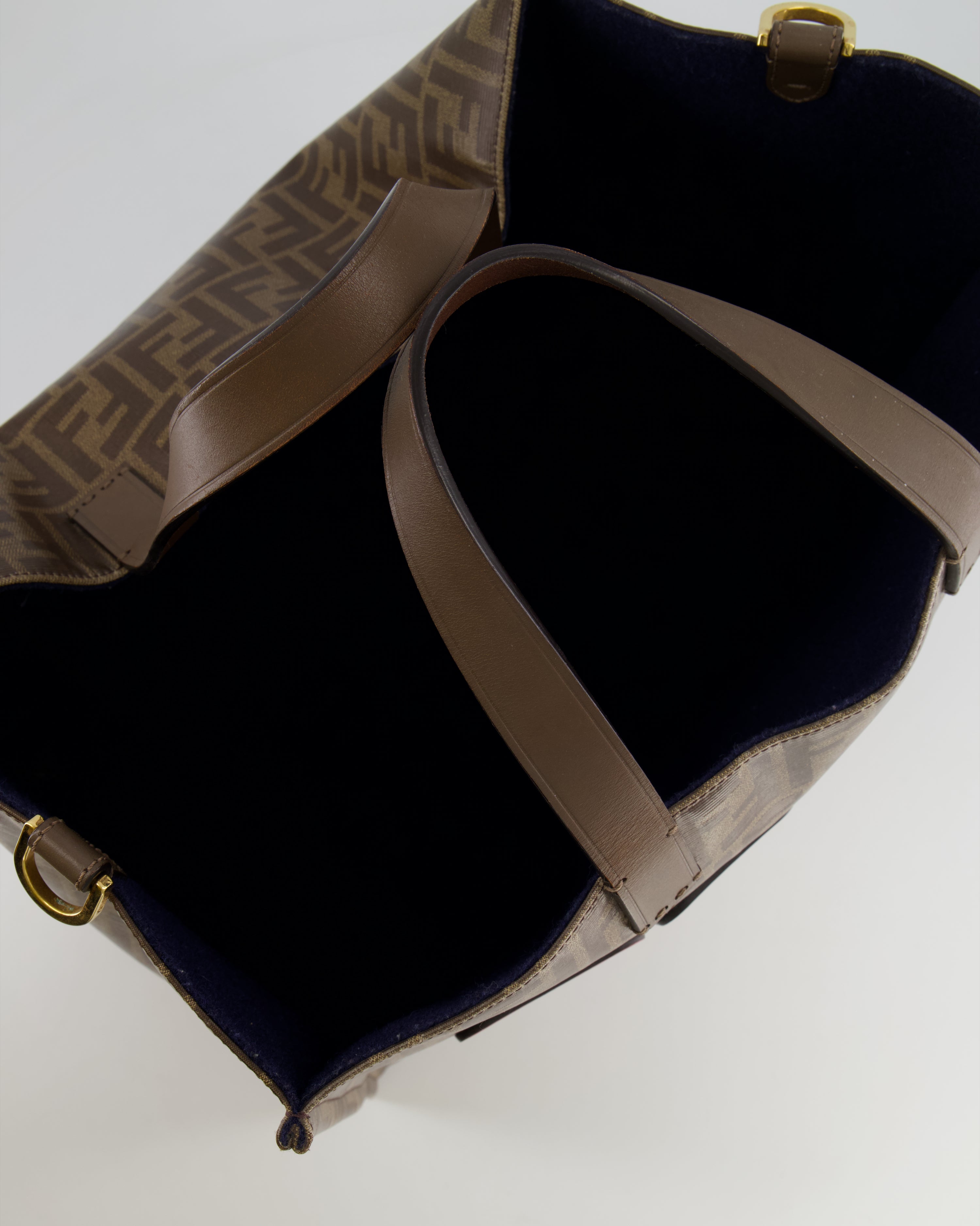 Fendi x Fila Brown FF Monogram Printed Large Tote Bag