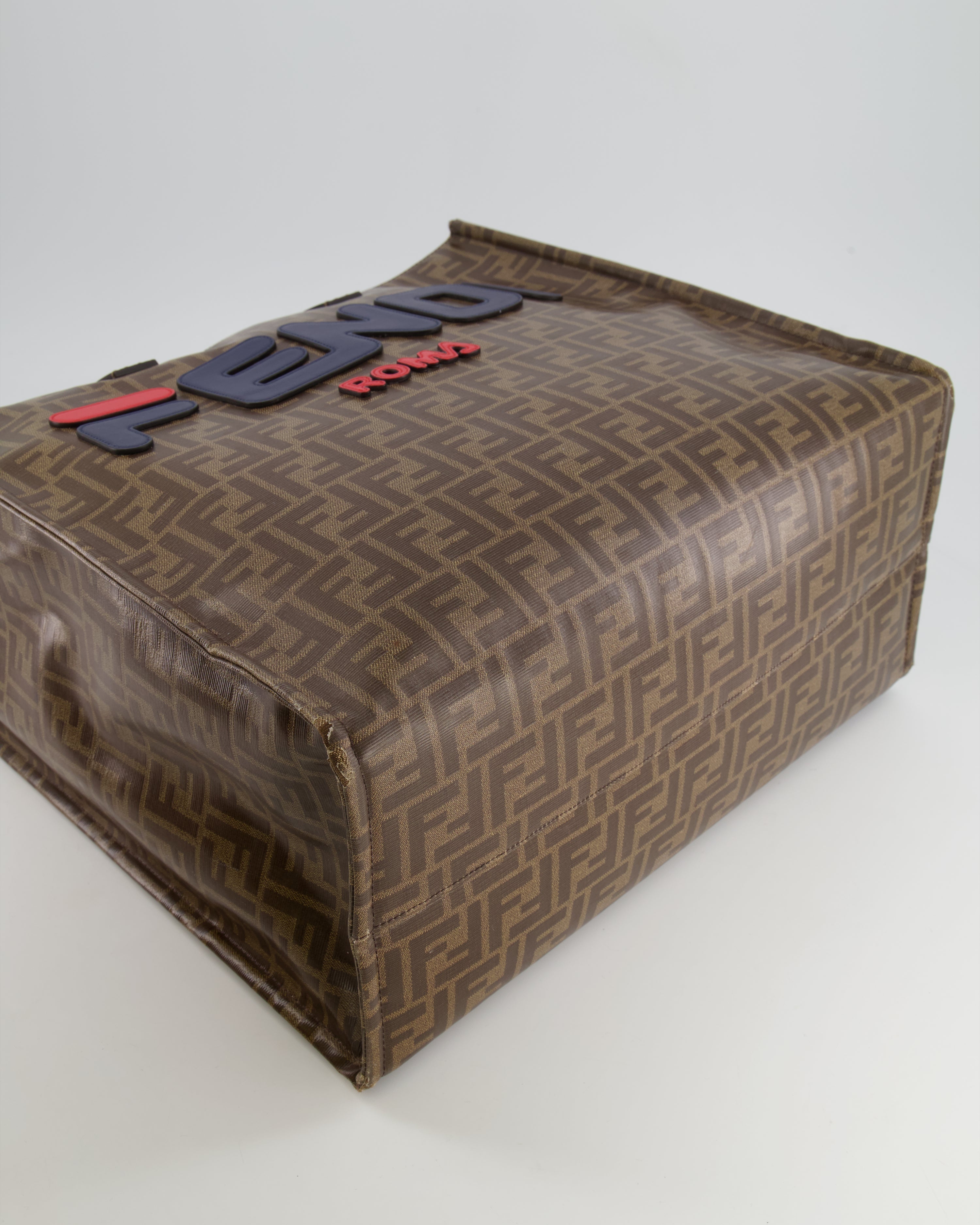Fendi x Fila Brown FF Monogram Printed Large Tote Bag