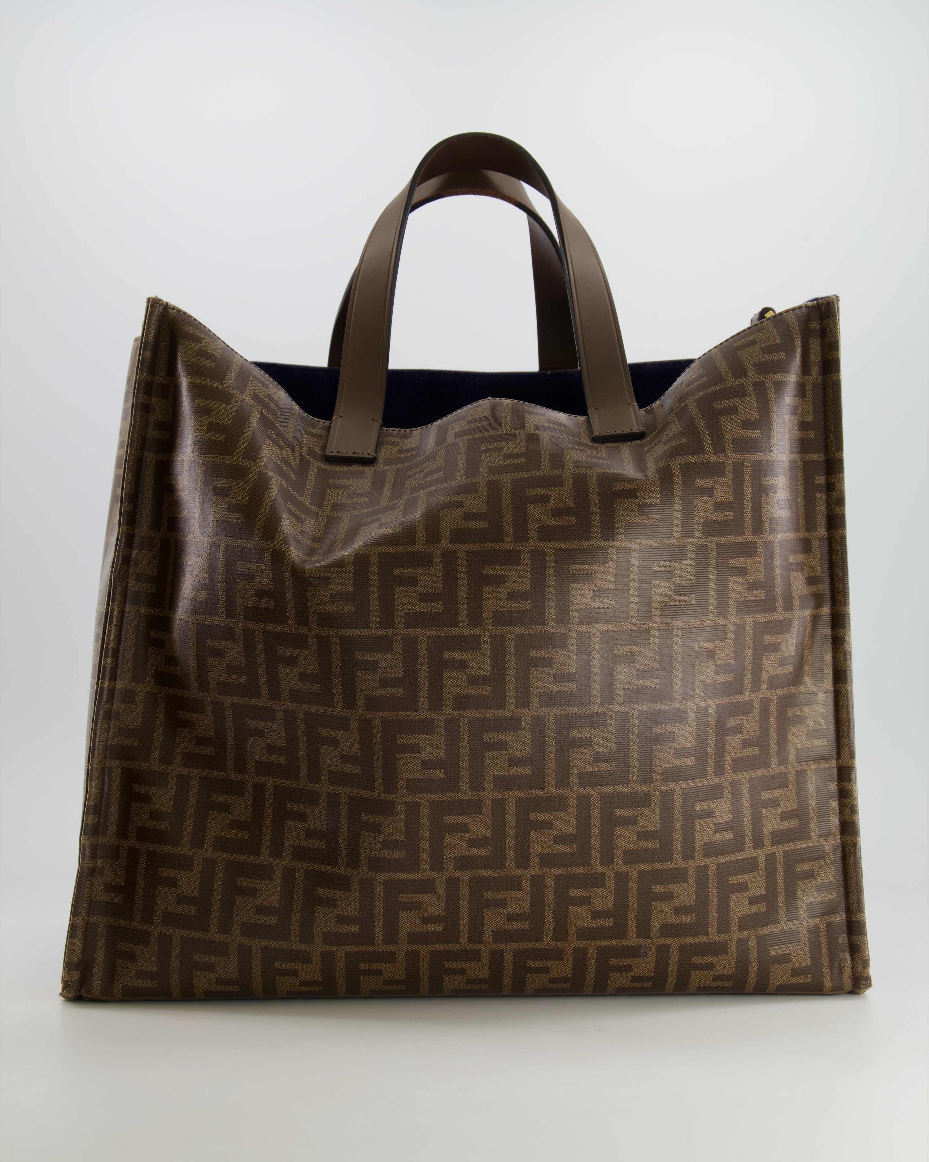 Fendi x Fila Brown FF Monogram Printed Large Tote Bag