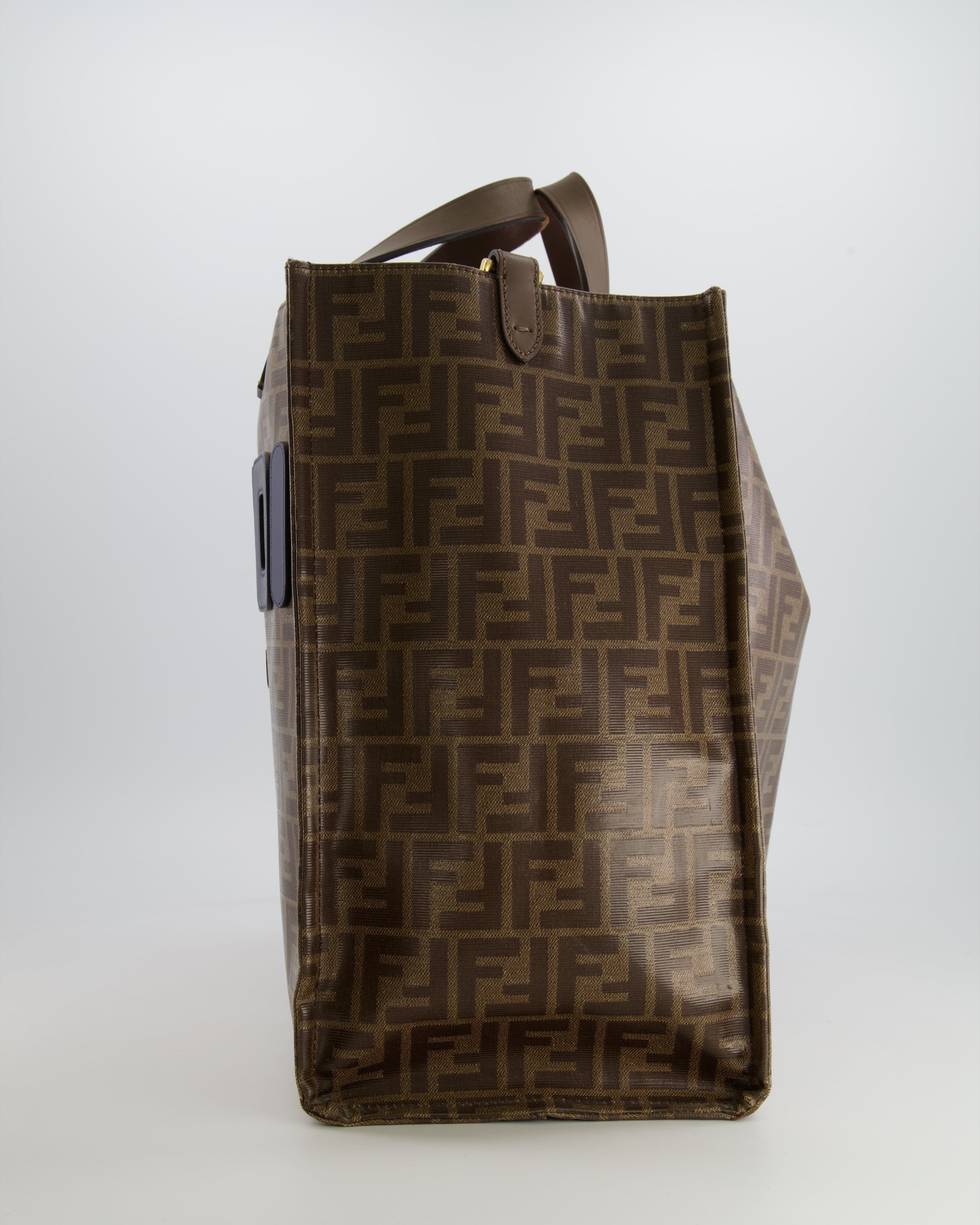 Fendi x Fila Brown FF Monogram Printed Large Tote Bag