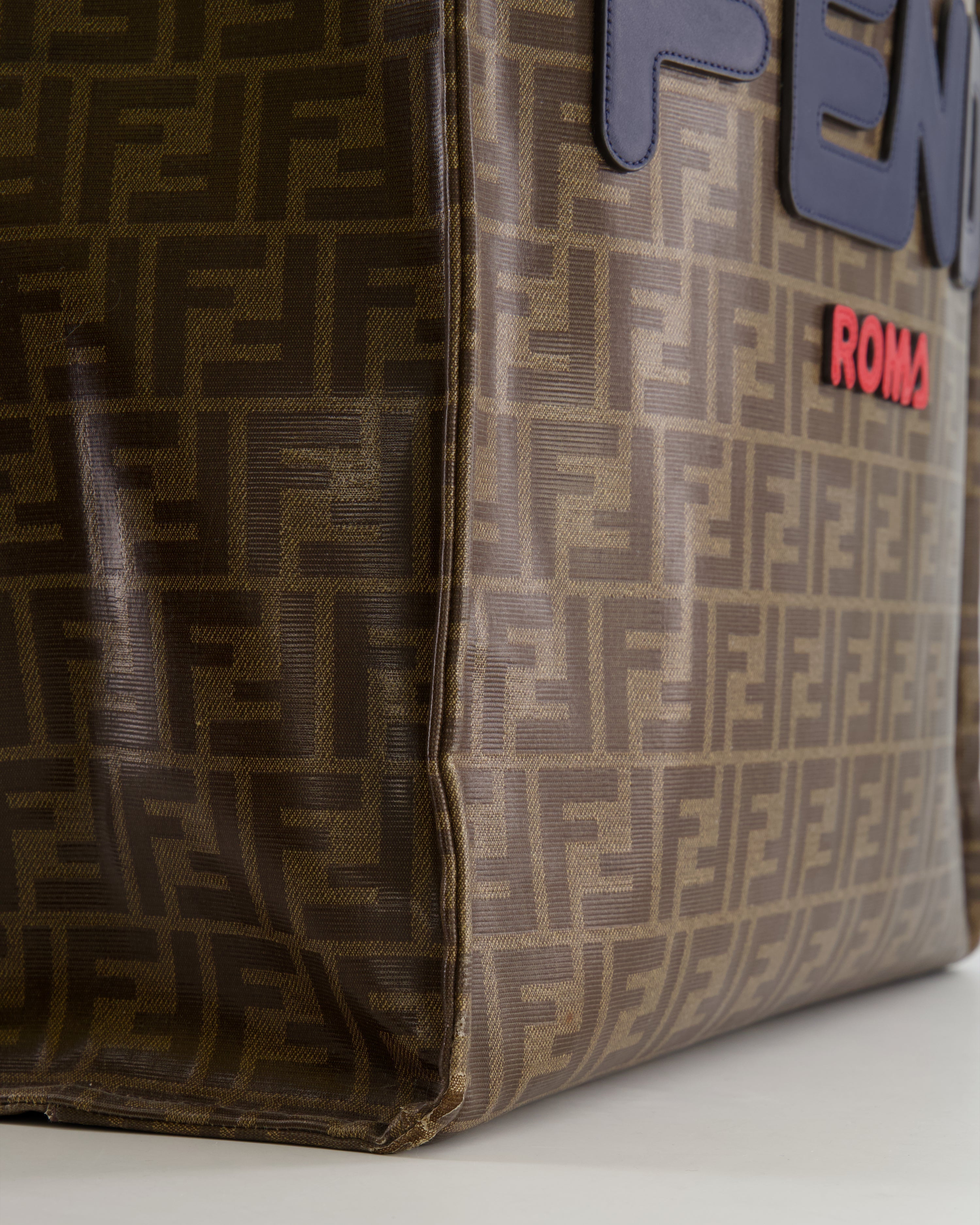 Fendi x Fila Brown FF Monogram Printed Large Tote Bag
