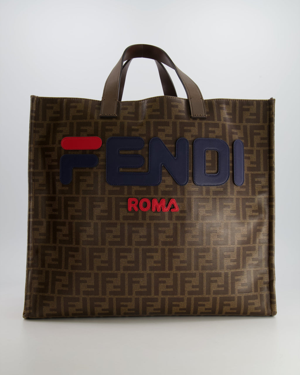 Fendi x Fila Brown FF Monogram Printed Large Tote Bag
