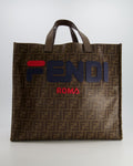 Fendi x Fila Brown FF Monogram Printed Large Tote Bag
