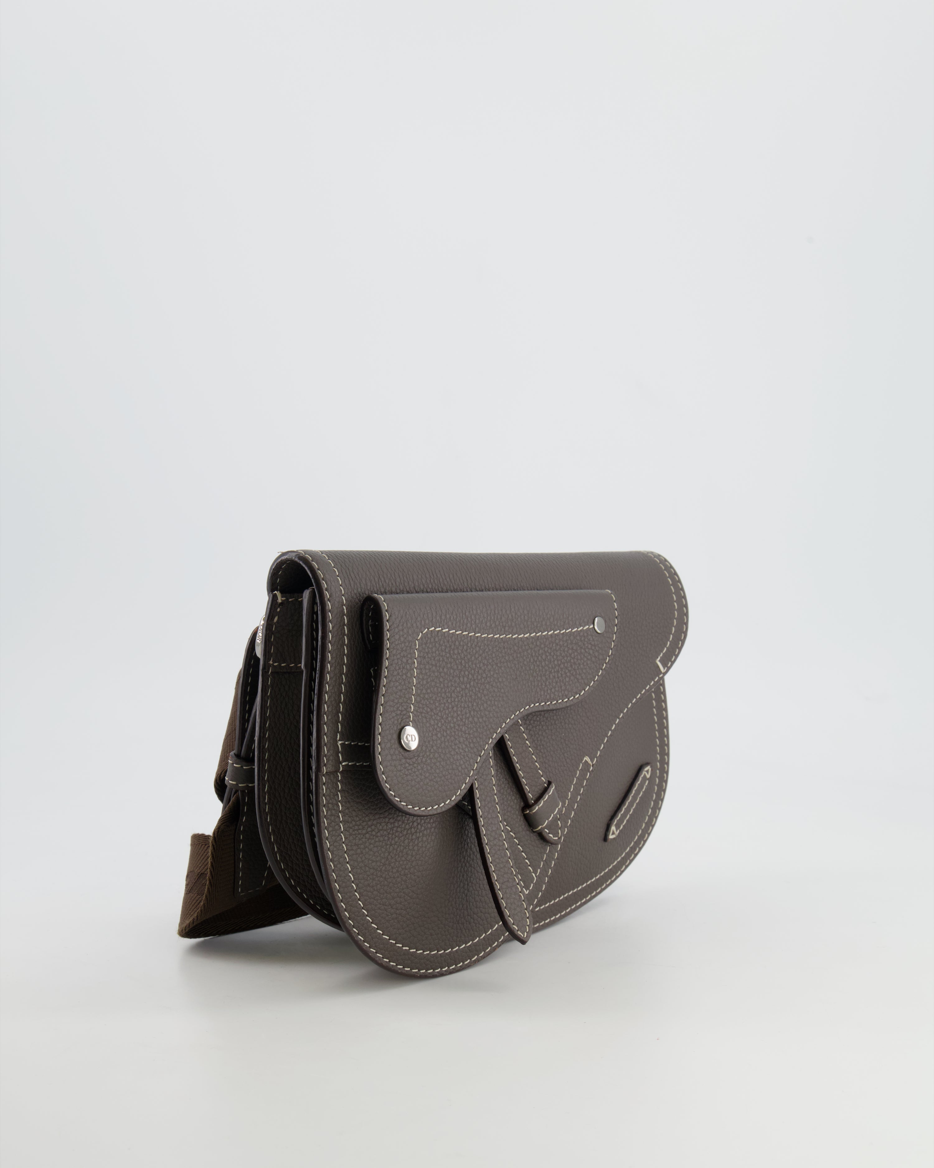 Christian Dior Brown Saddle Pouch Bag with Silver Hardware RRP £1,950