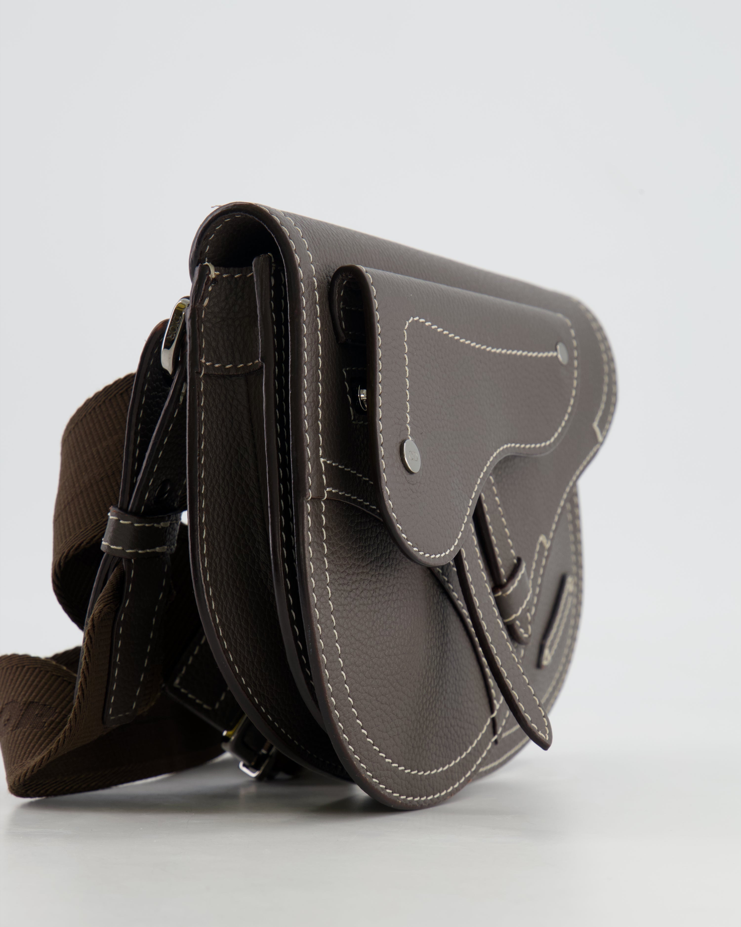 Christian Dior Brown Saddle Pouch Bag with Silver Hardware RRP £1,950