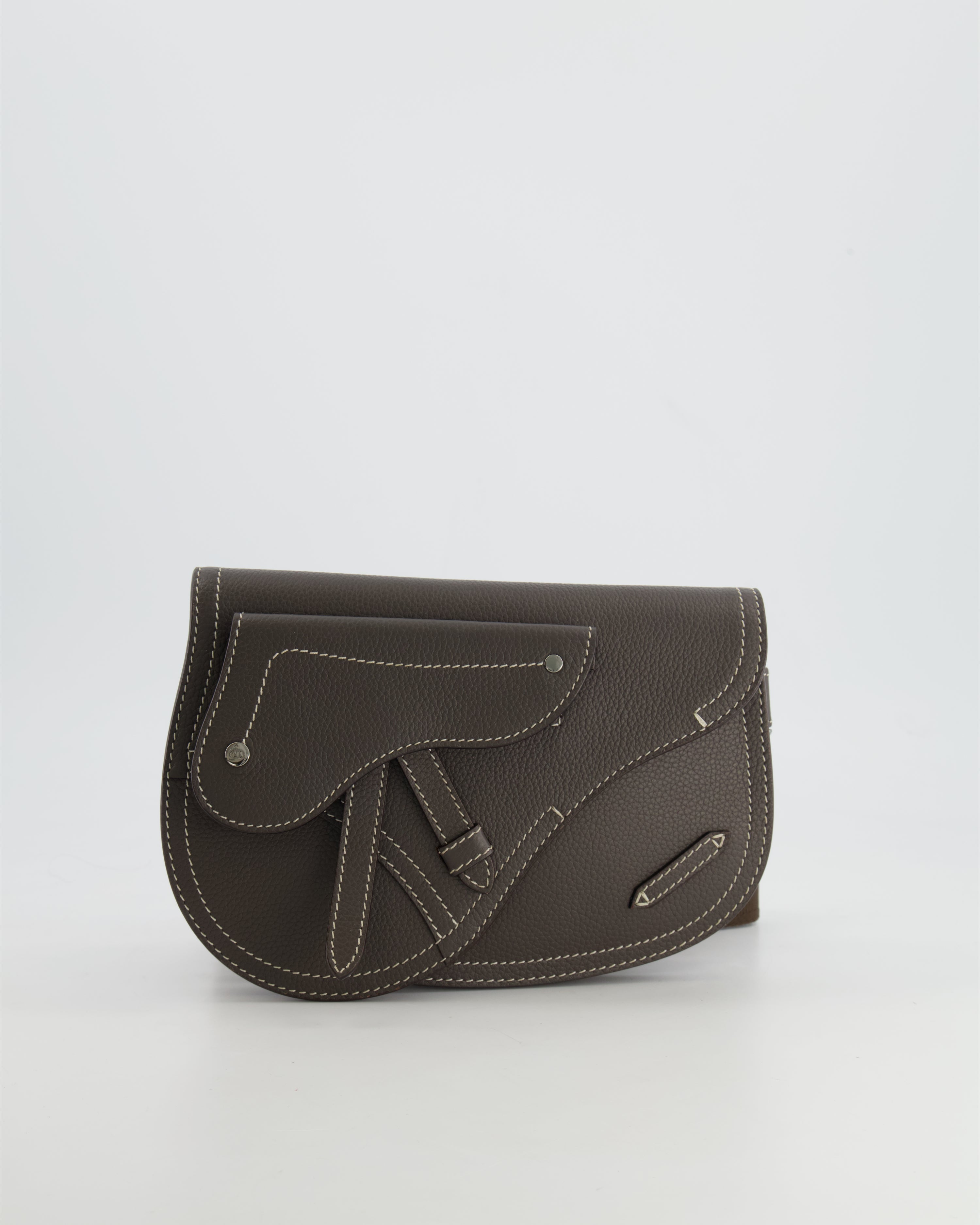 Christian Dior Brown Saddle Pouch Bag with Silver Hardware RRP £1,950