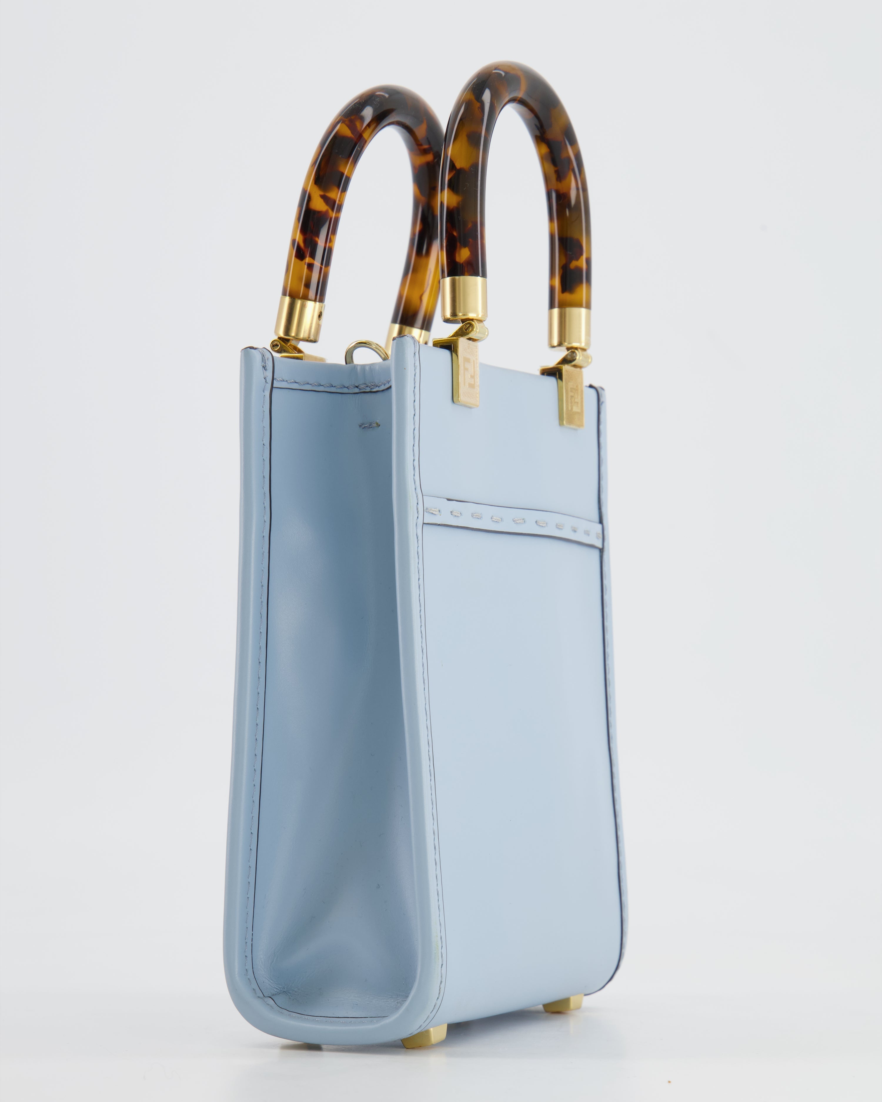 Fendi Baby Blue Leather Sunshine Shopper Mini Bag RRP £1,290